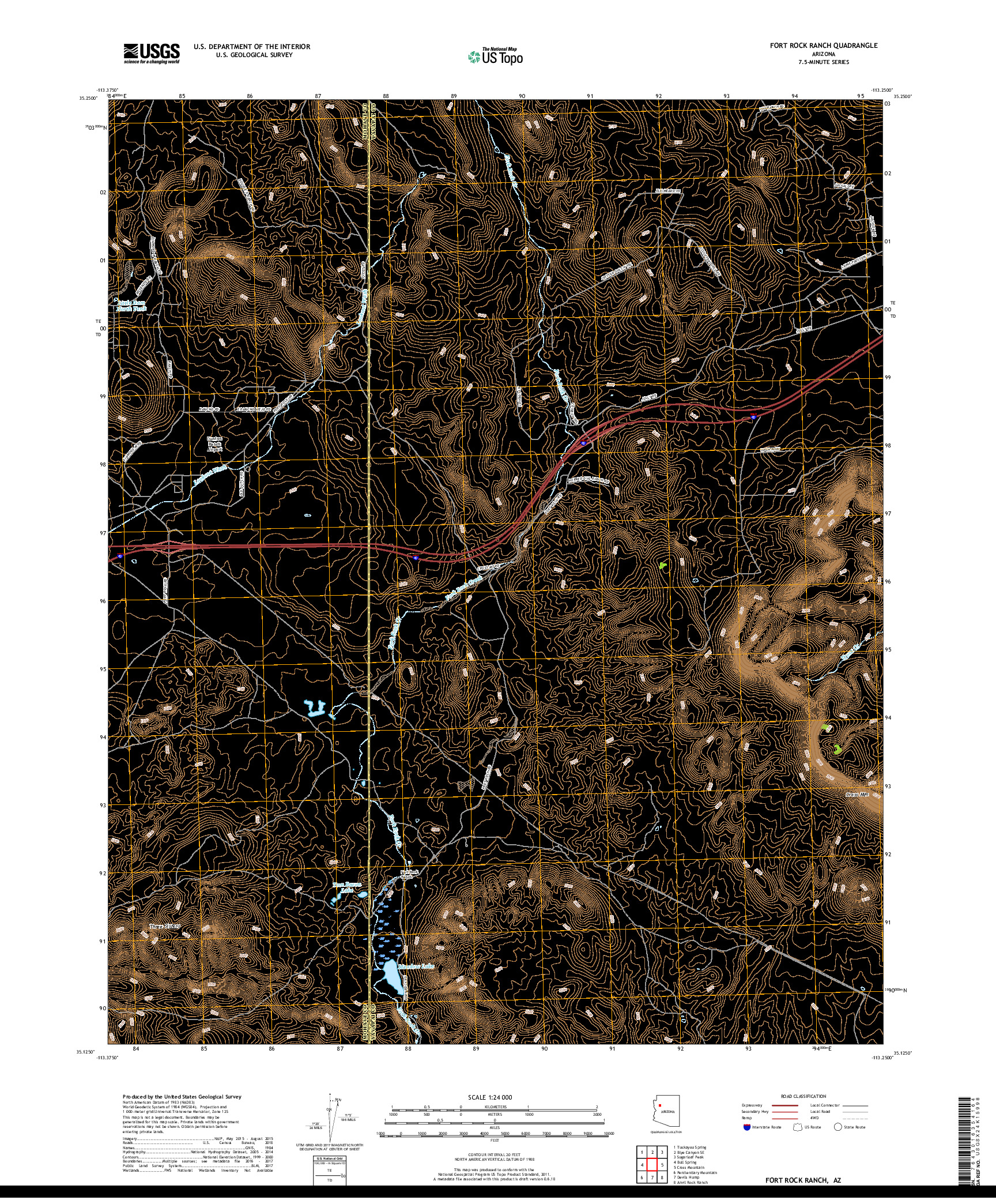 USGS US TOPO 7.5-MINUTE MAP FOR FORT ROCK RANCH, AZ 2018