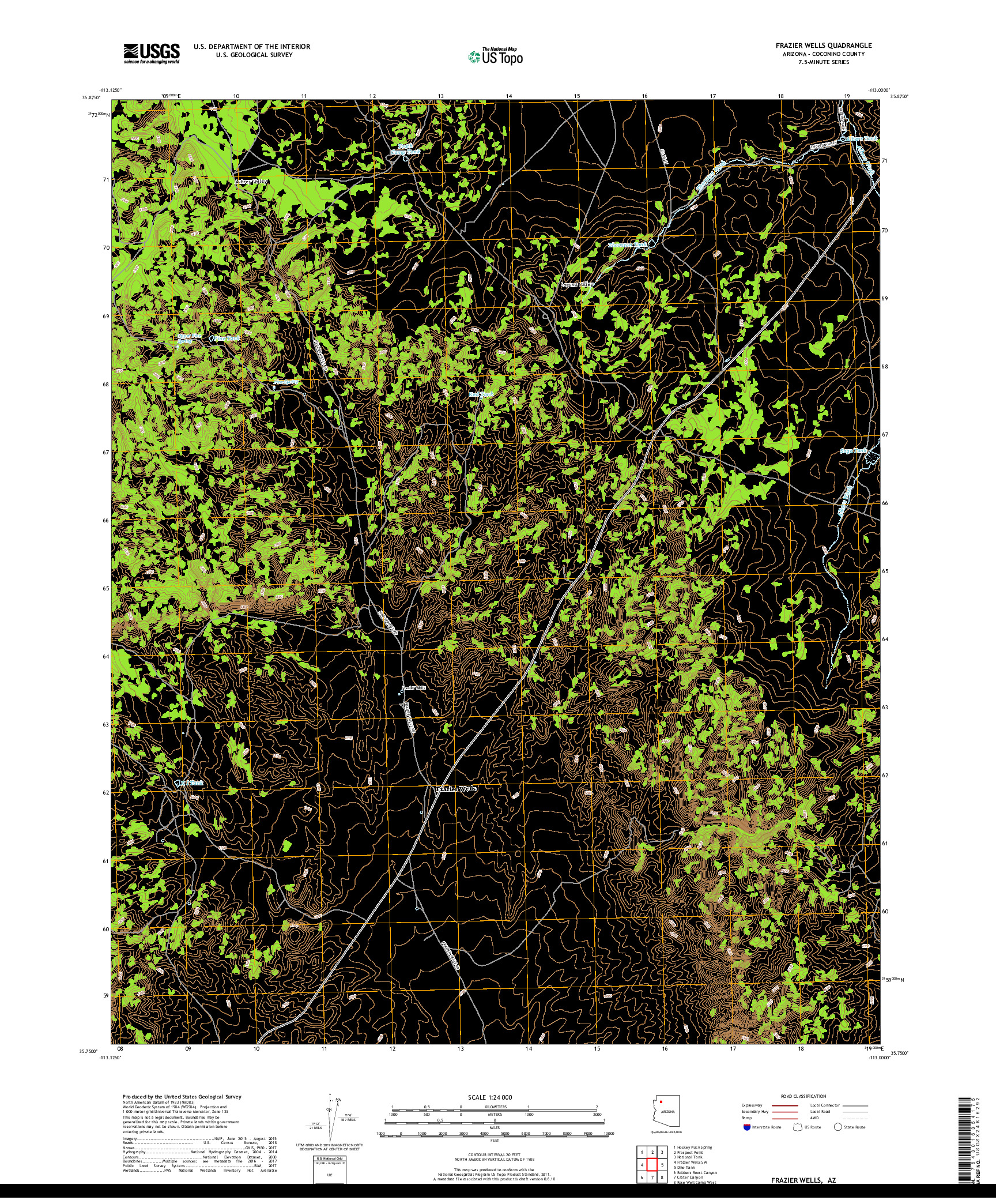 USGS US TOPO 7.5-MINUTE MAP FOR FRAZIER WELLS, AZ 2018