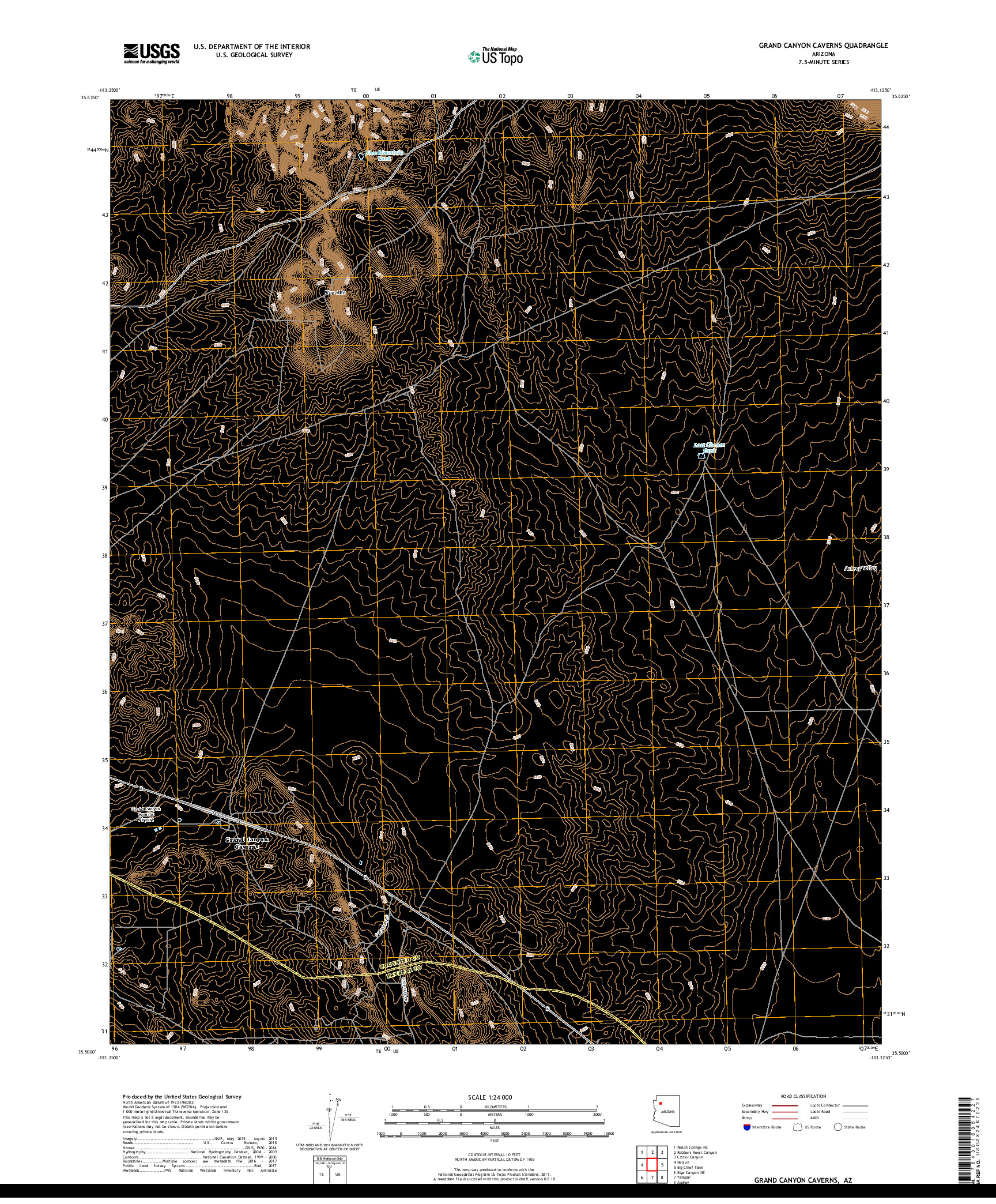 USGS US TOPO 7.5-MINUTE MAP FOR GRAND CANYON CAVERNS, AZ 2018