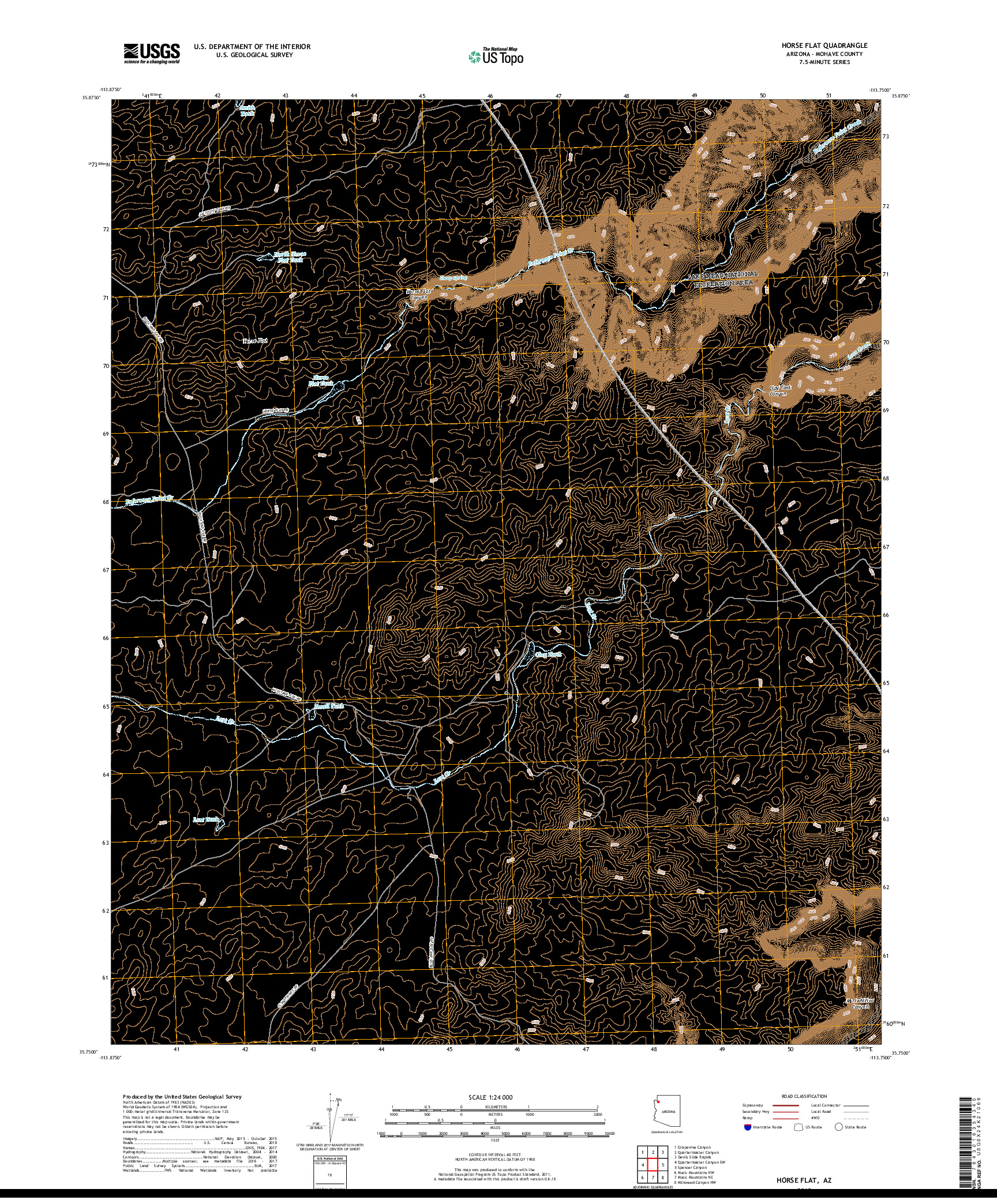 USGS US TOPO 7.5-MINUTE MAP FOR HORSE FLAT, AZ 2018