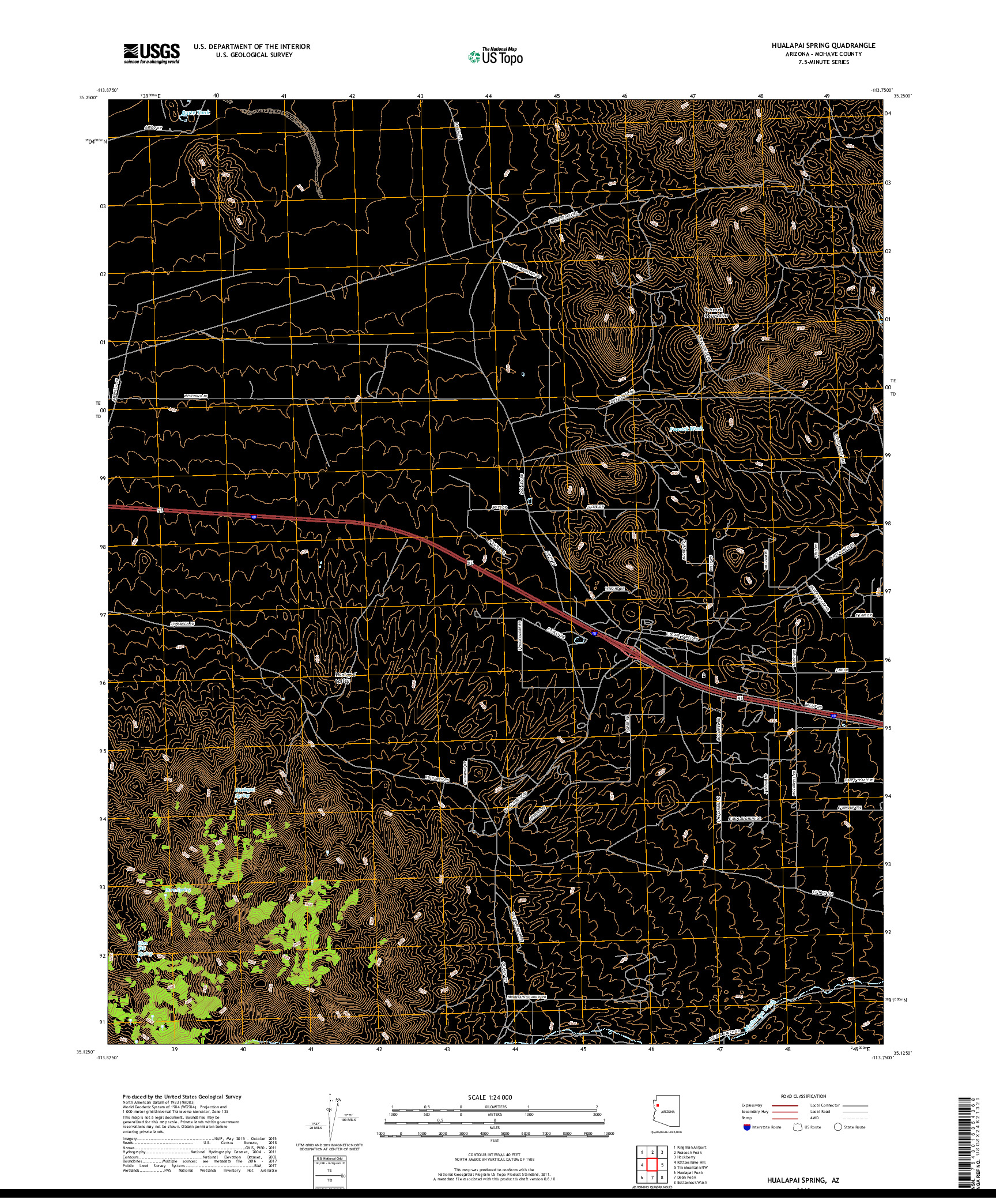USGS US TOPO 7.5-MINUTE MAP FOR HUALAPAI SPRING, AZ 2018