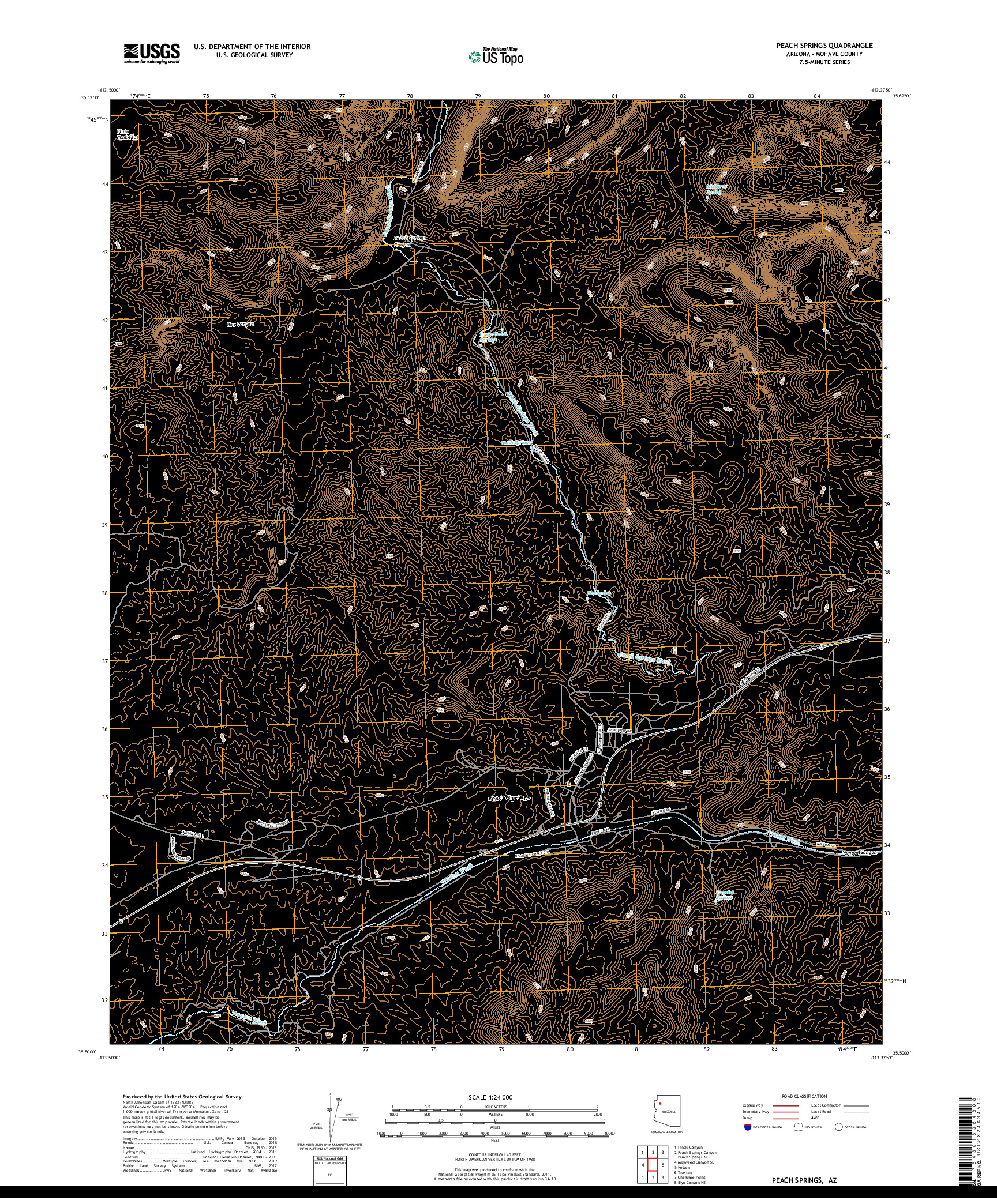 USGS US TOPO 7.5-MINUTE MAP FOR PEACH SPRINGS, AZ 2018