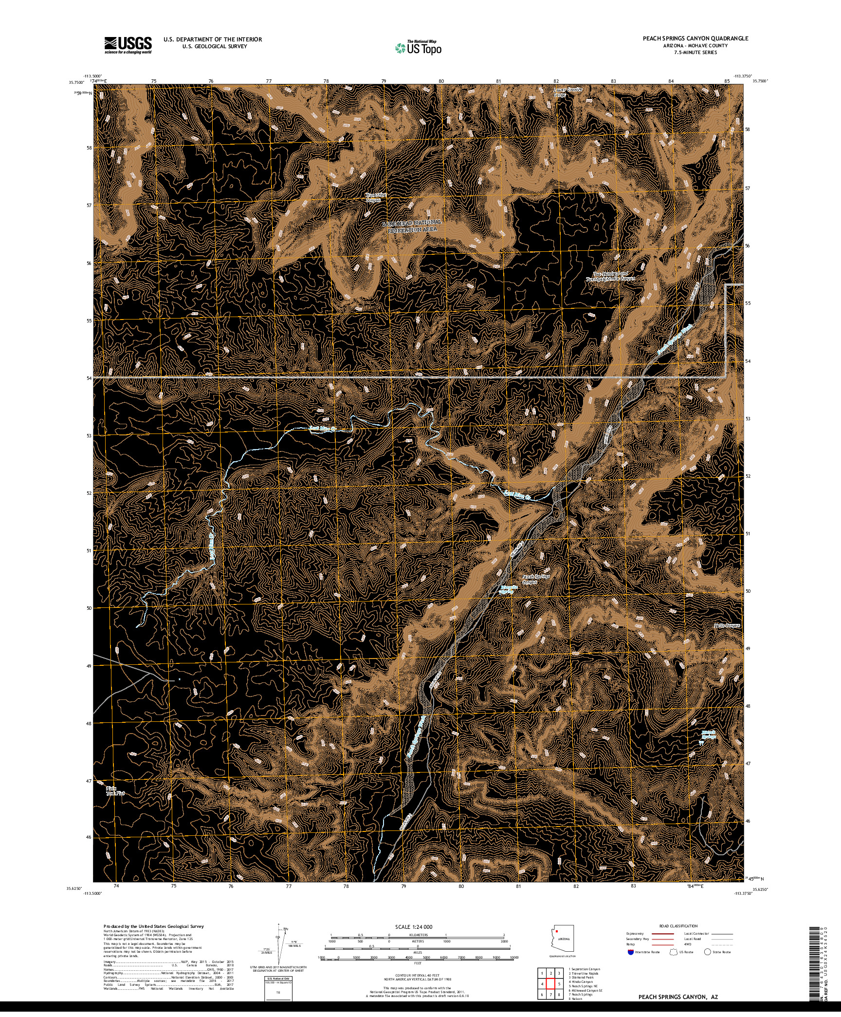 USGS US TOPO 7.5-MINUTE MAP FOR PEACH SPRINGS CANYON, AZ 2018