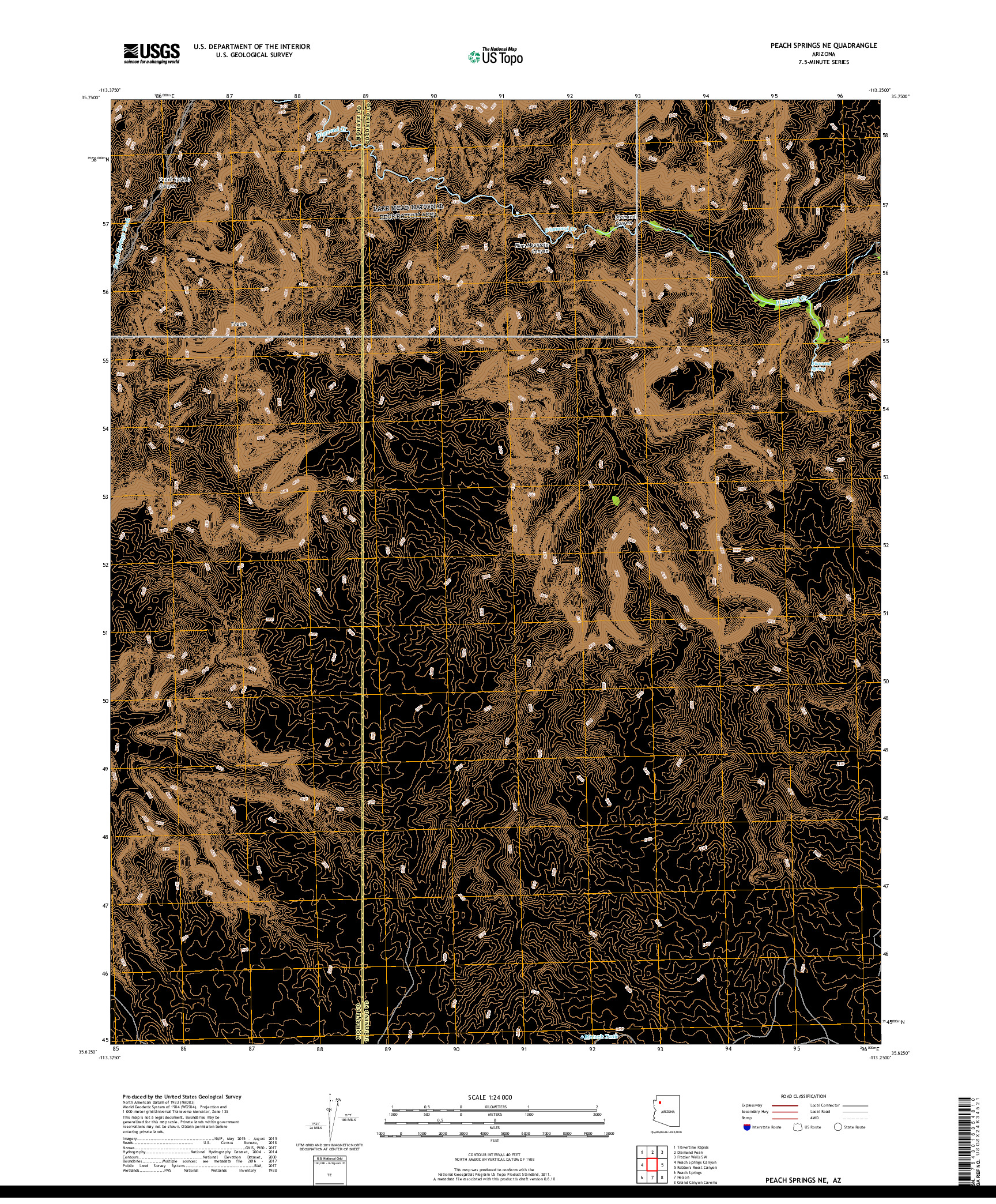 USGS US TOPO 7.5-MINUTE MAP FOR PEACH SPRINGS NE, AZ 2018