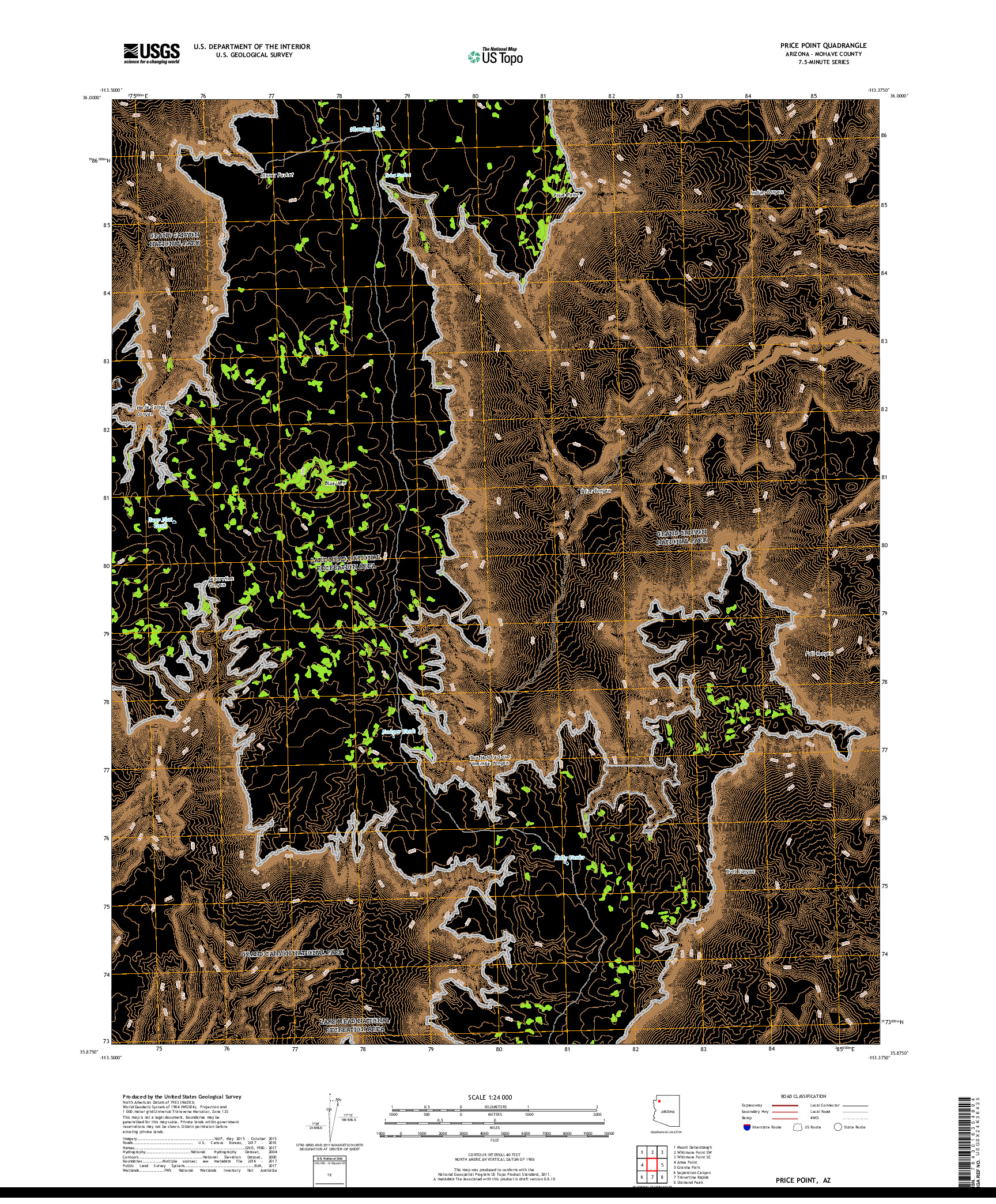 USGS US TOPO 7.5-MINUTE MAP FOR PRICE POINT, AZ 2018