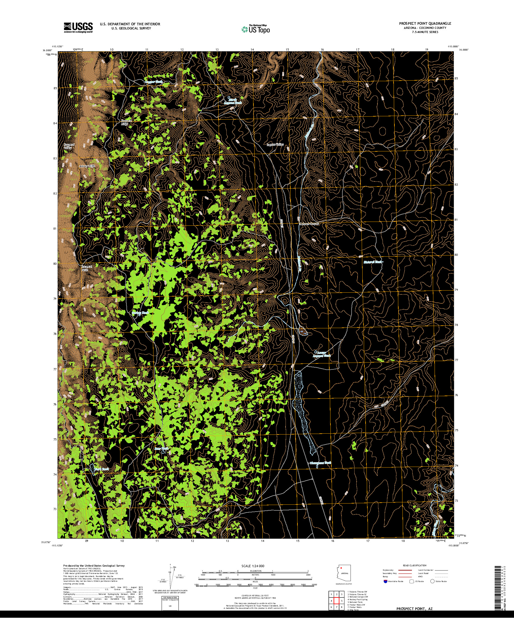 USGS US TOPO 7.5-MINUTE MAP FOR PROSPECT POINT, AZ 2018