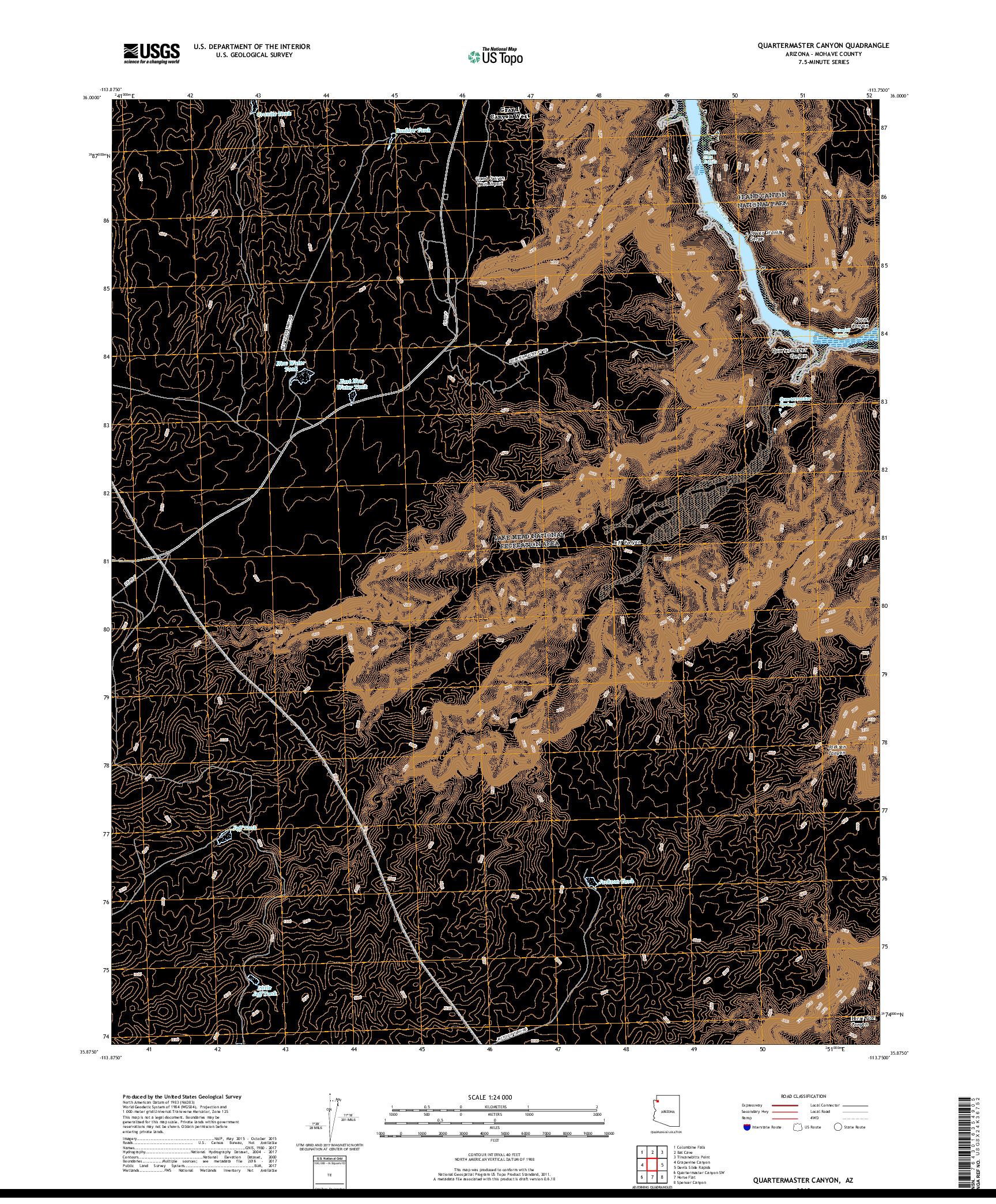 USGS US TOPO 7.5-MINUTE MAP FOR QUARTERMASTER CANYON, AZ 2018