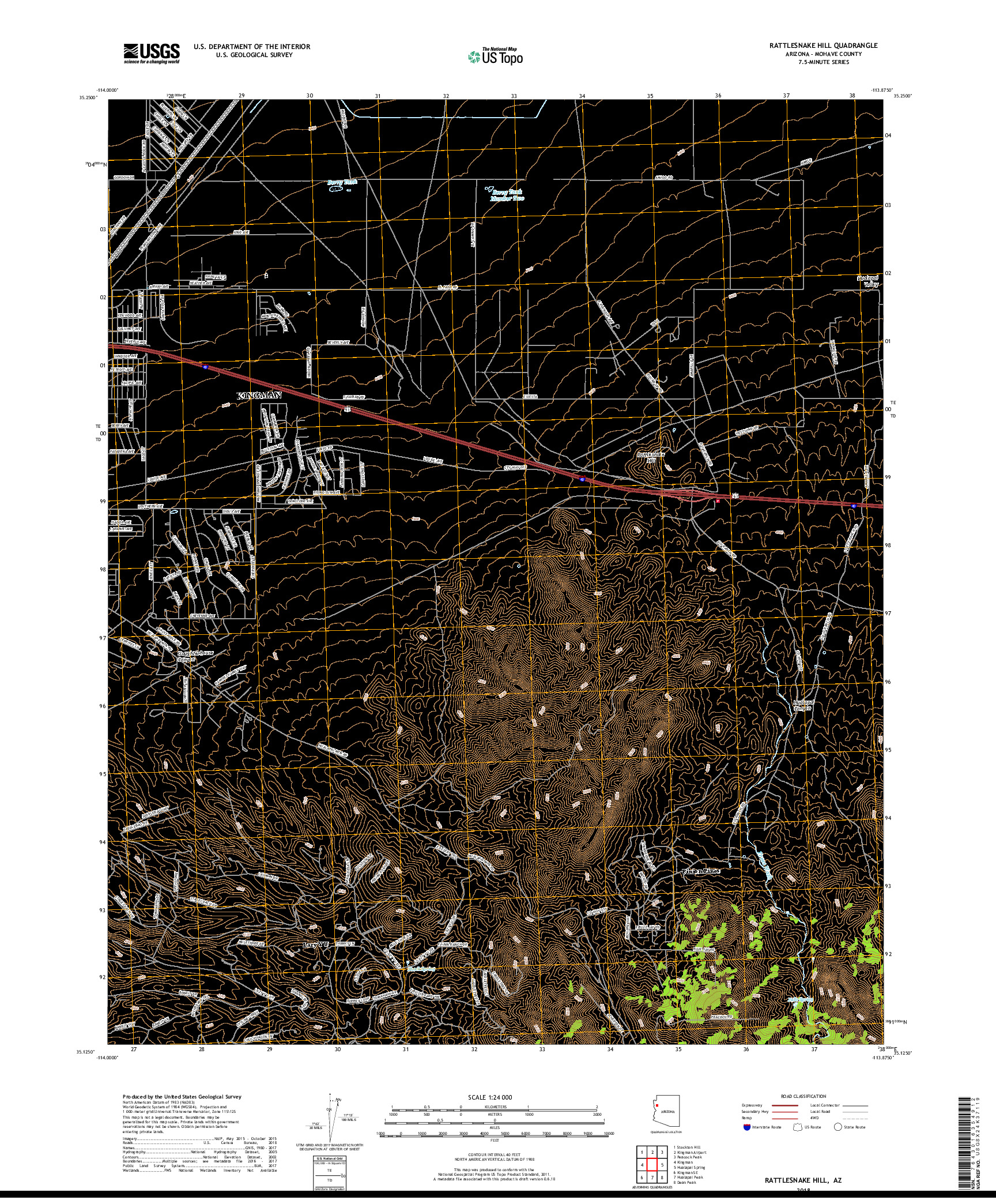 USGS US TOPO 7.5-MINUTE MAP FOR RATTLESNAKE HILL, AZ 2018
