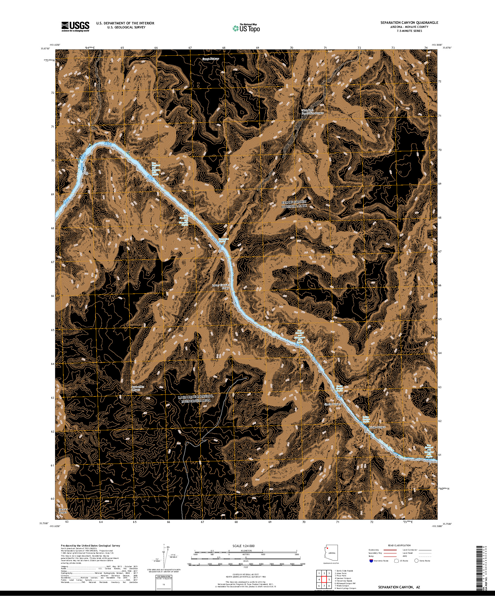 USGS US TOPO 7.5-MINUTE MAP FOR SEPARATION CANYON, AZ 2018