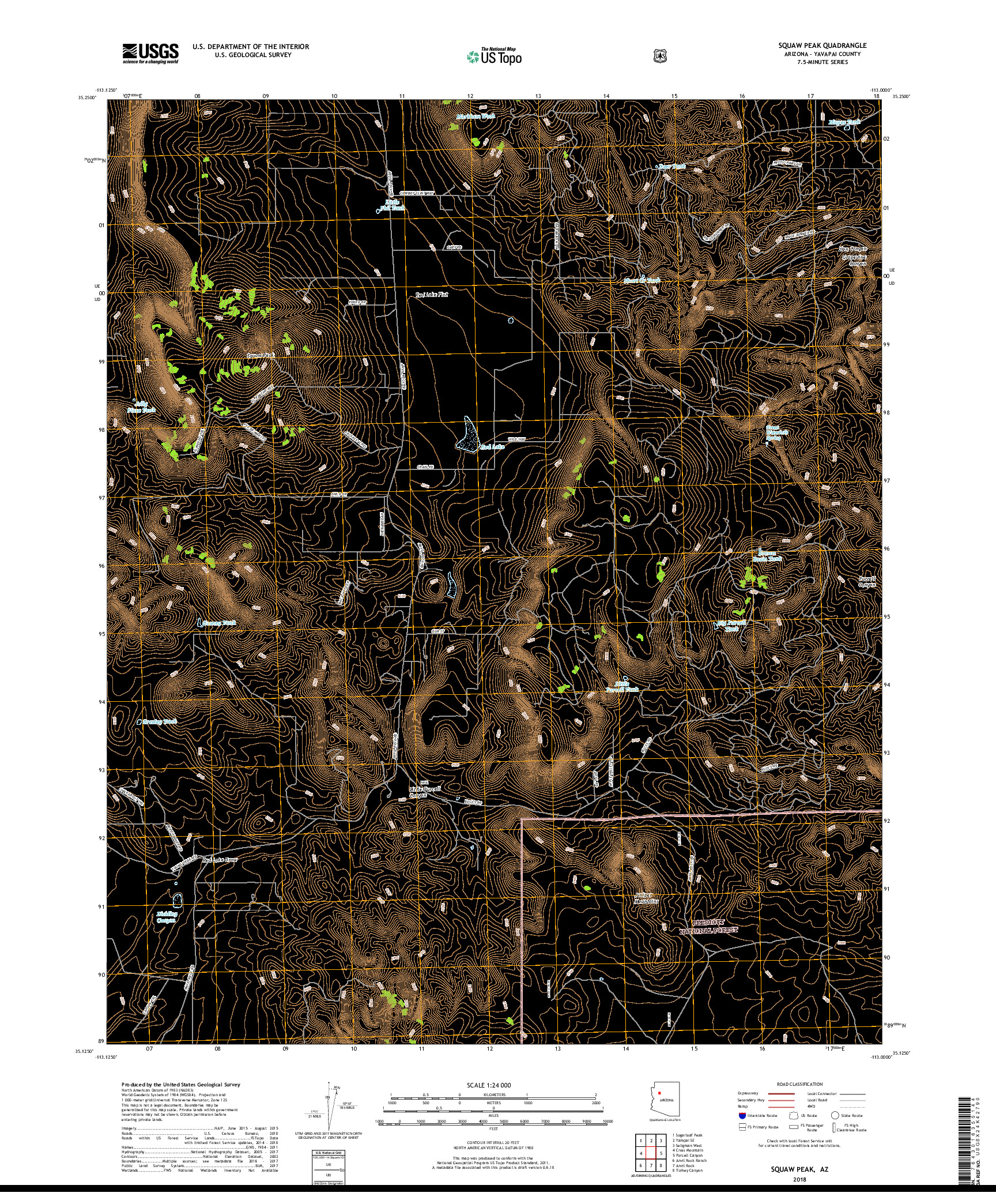 USGS US TOPO 7.5-MINUTE MAP FOR SQUAW PEAK, AZ 2018
