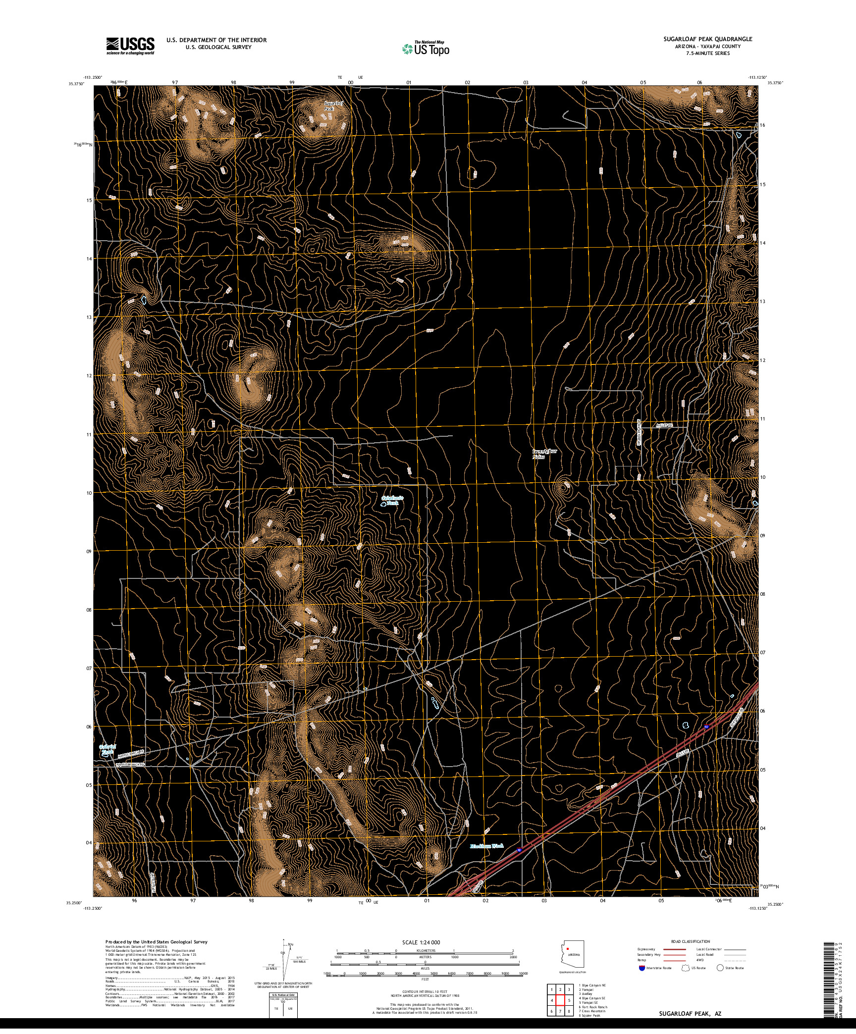 USGS US TOPO 7.5-MINUTE MAP FOR SUGARLOAF PEAK, AZ 2018