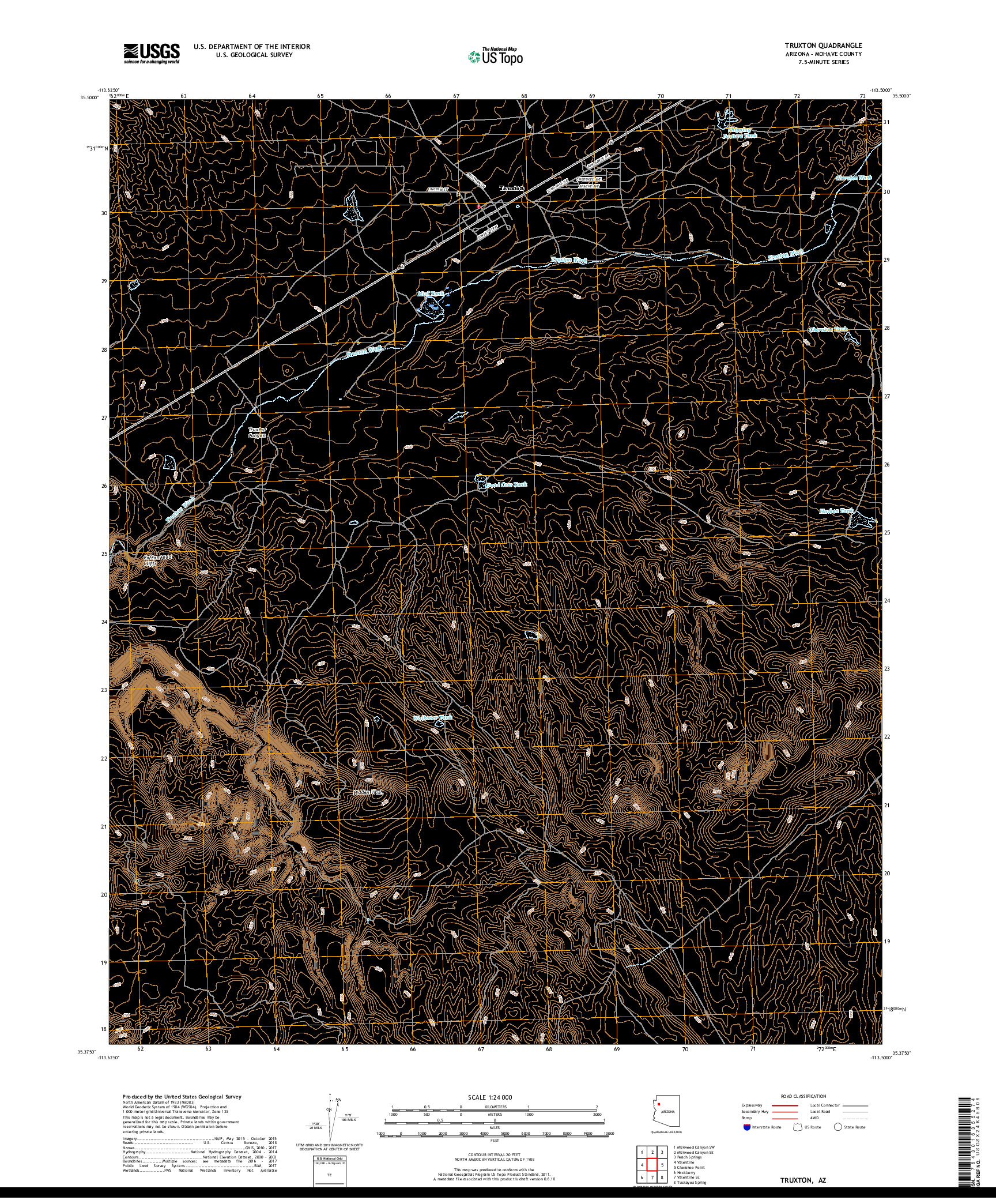 USGS US TOPO 7.5-MINUTE MAP FOR TRUXTON, AZ 2018