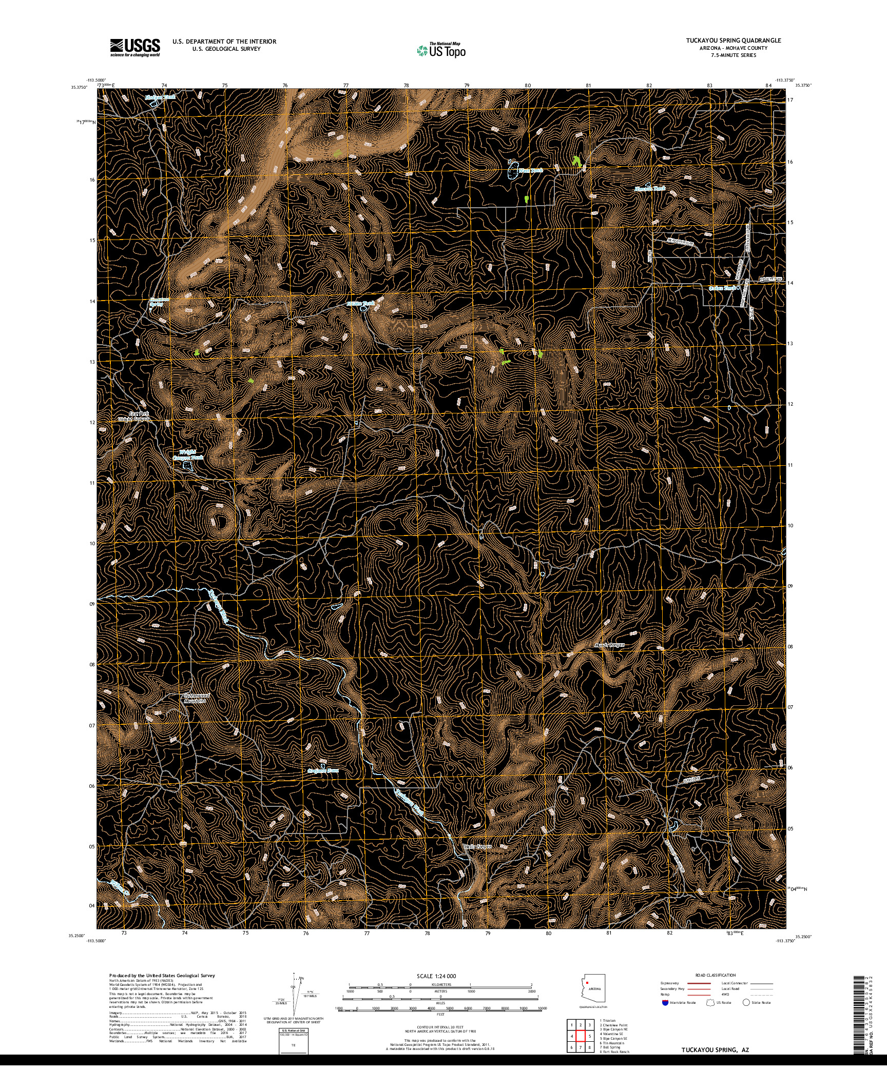 USGS US TOPO 7.5-MINUTE MAP FOR TUCKAYOU SPRING, AZ 2018