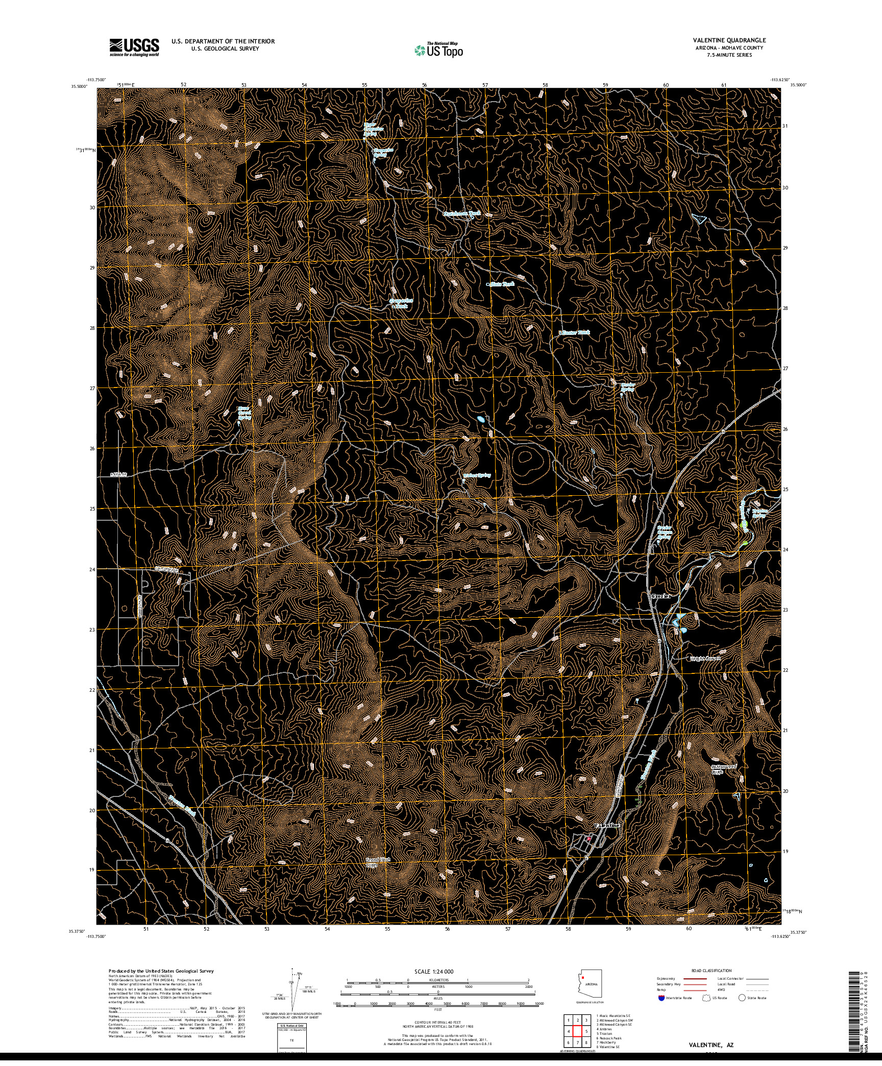 USGS US TOPO 7.5-MINUTE MAP FOR VALENTINE, AZ 2018