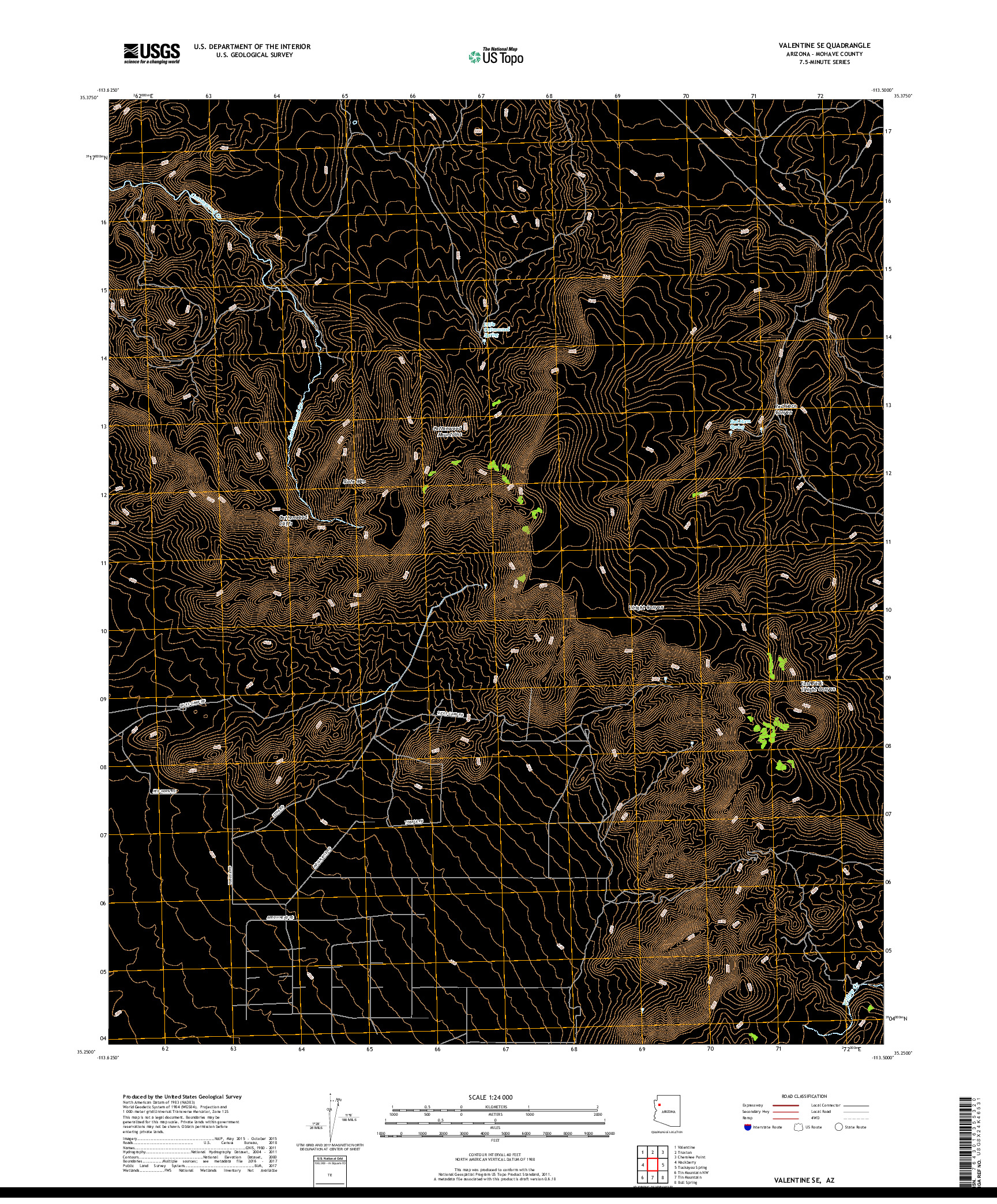 USGS US TOPO 7.5-MINUTE MAP FOR VALENTINE SE, AZ 2018