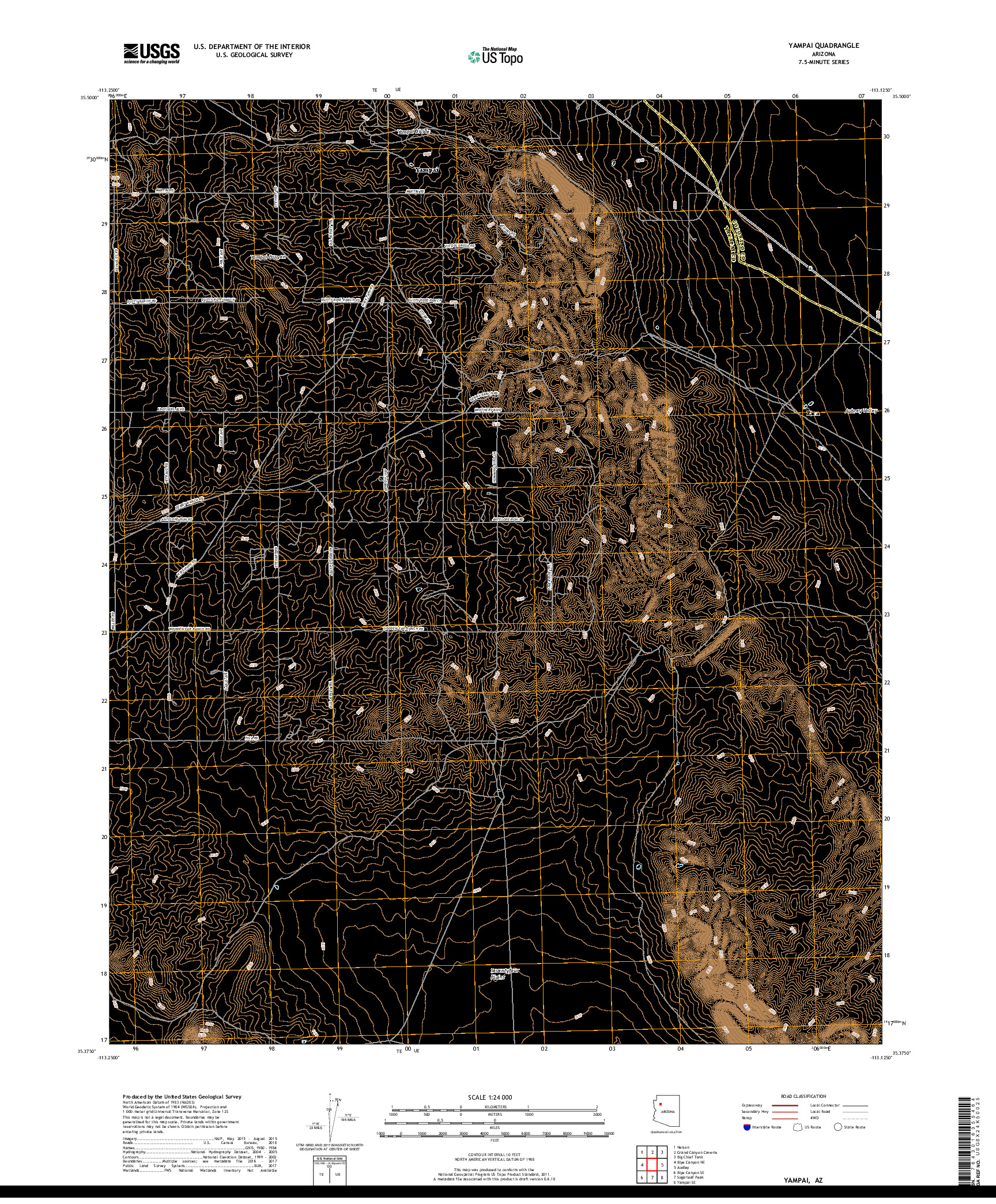 USGS US TOPO 7.5-MINUTE MAP FOR YAMPAI, AZ 2018