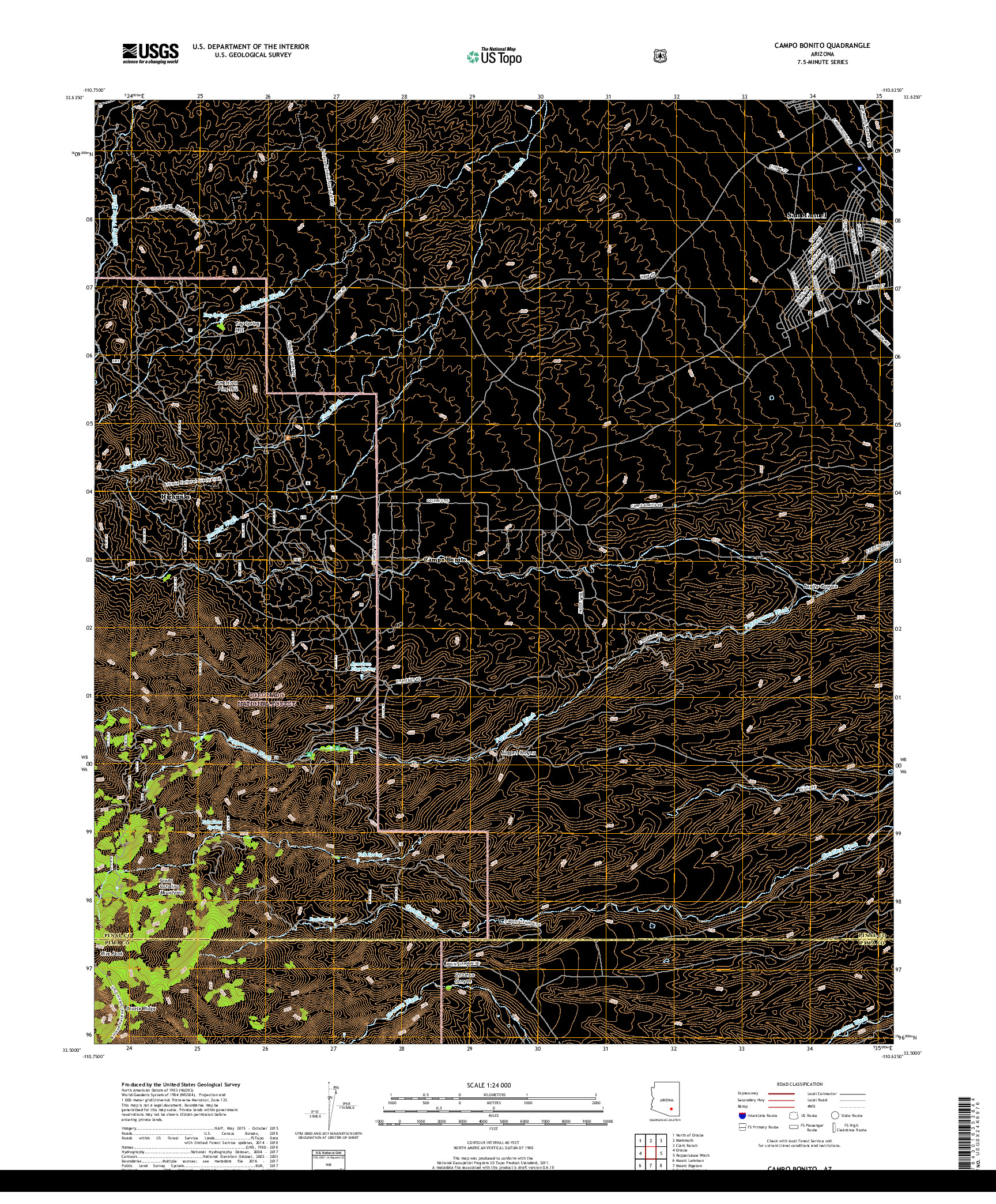USGS US TOPO 7.5-MINUTE MAP FOR CAMPO BONITO, AZ 2018