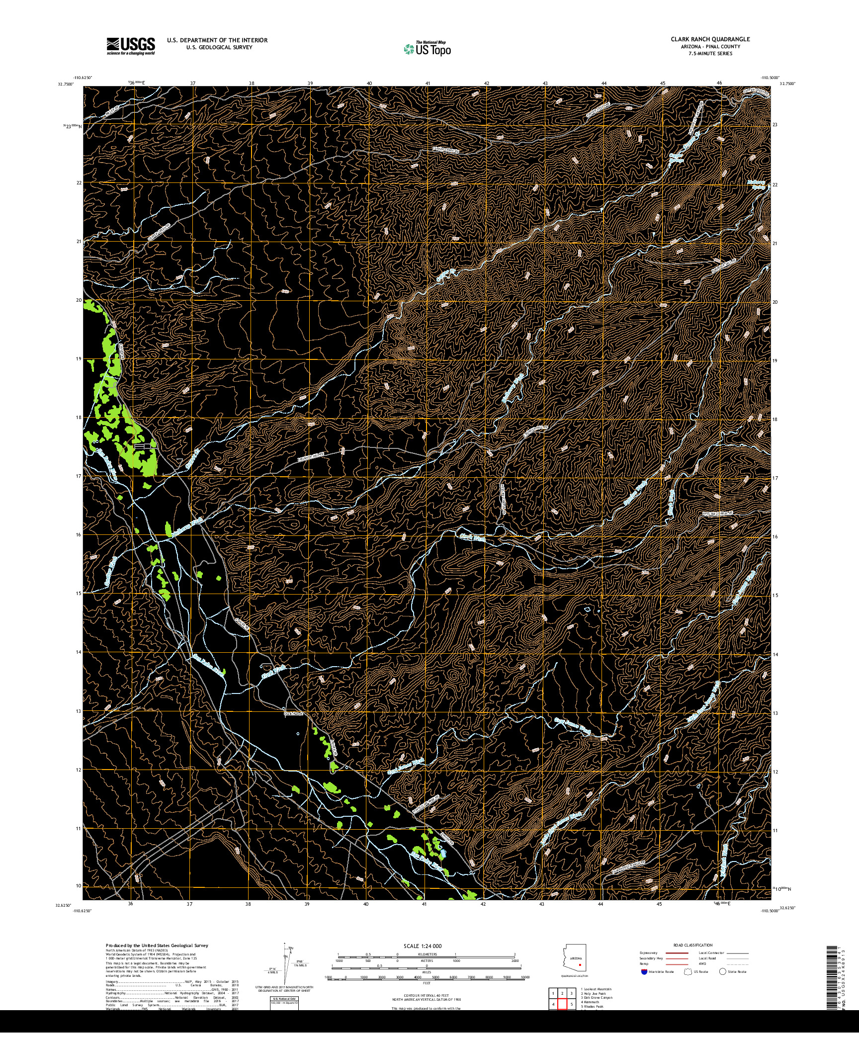 USGS US TOPO 7.5-MINUTE MAP FOR CLARK RANCH, AZ 2018