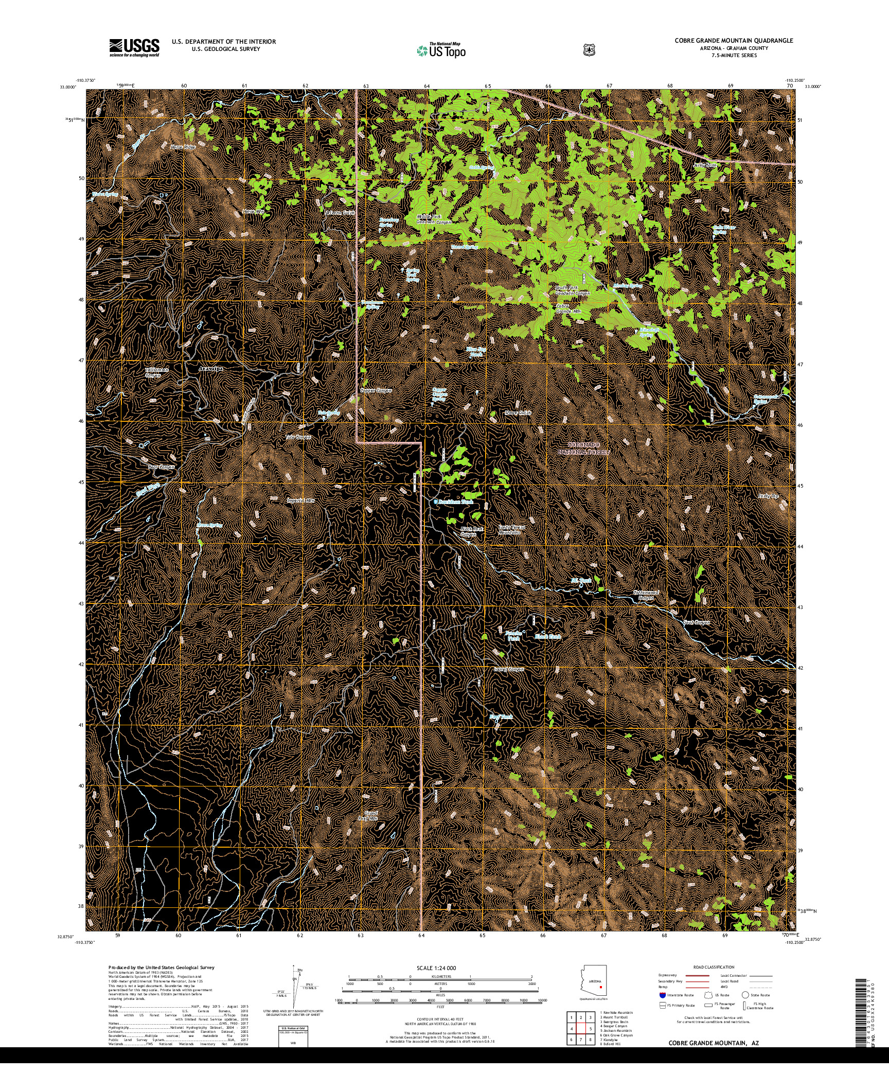 USGS US TOPO 7.5-MINUTE MAP FOR COBRE GRANDE MOUNTAIN, AZ 2018