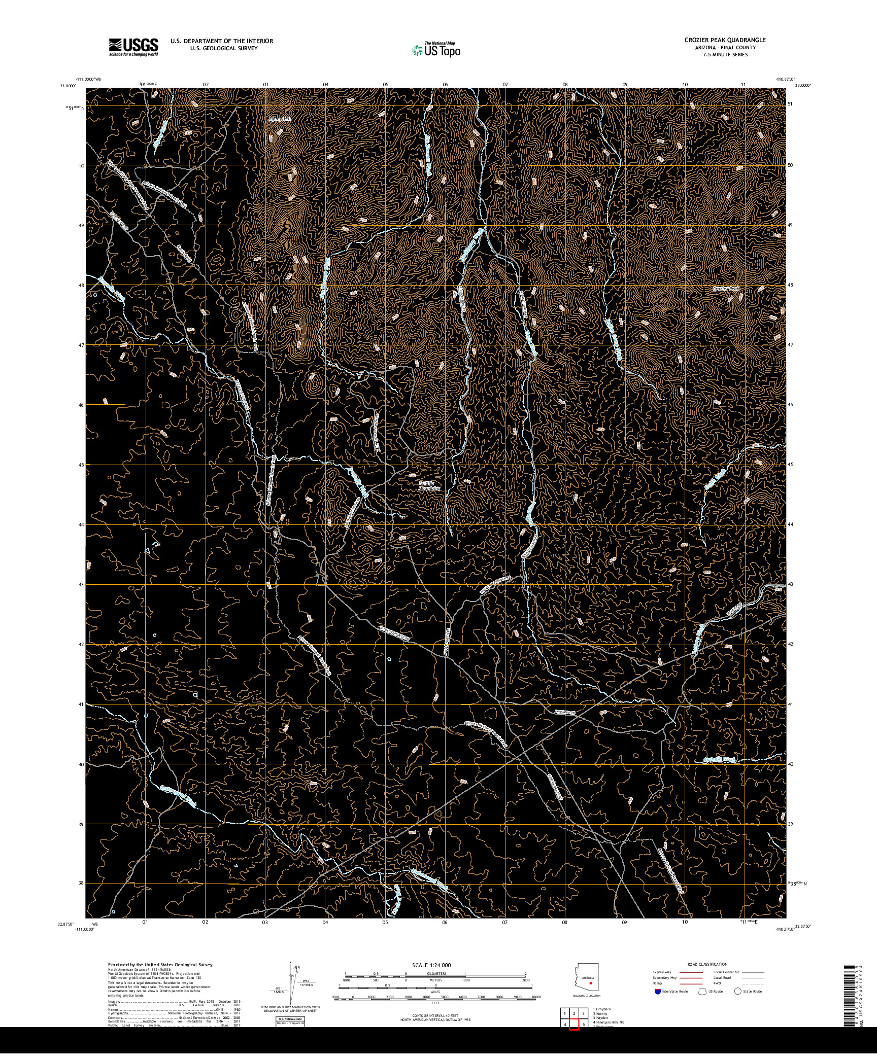 USGS US TOPO 7.5-MINUTE MAP FOR CROZIER PEAK, AZ 2018