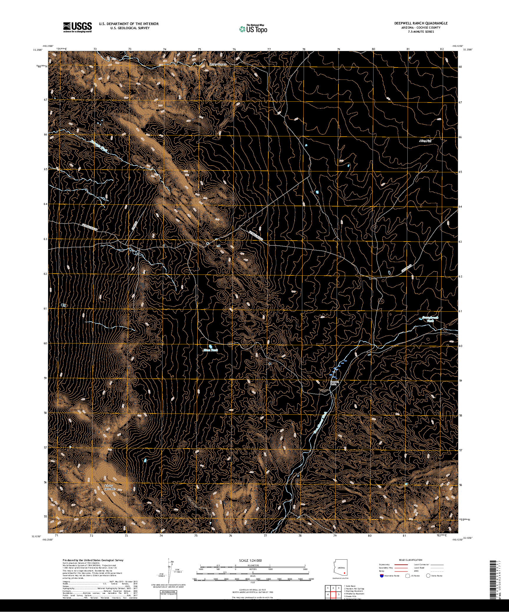 USGS US TOPO 7.5-MINUTE MAP FOR DEEPWELL RANCH, AZ 2018