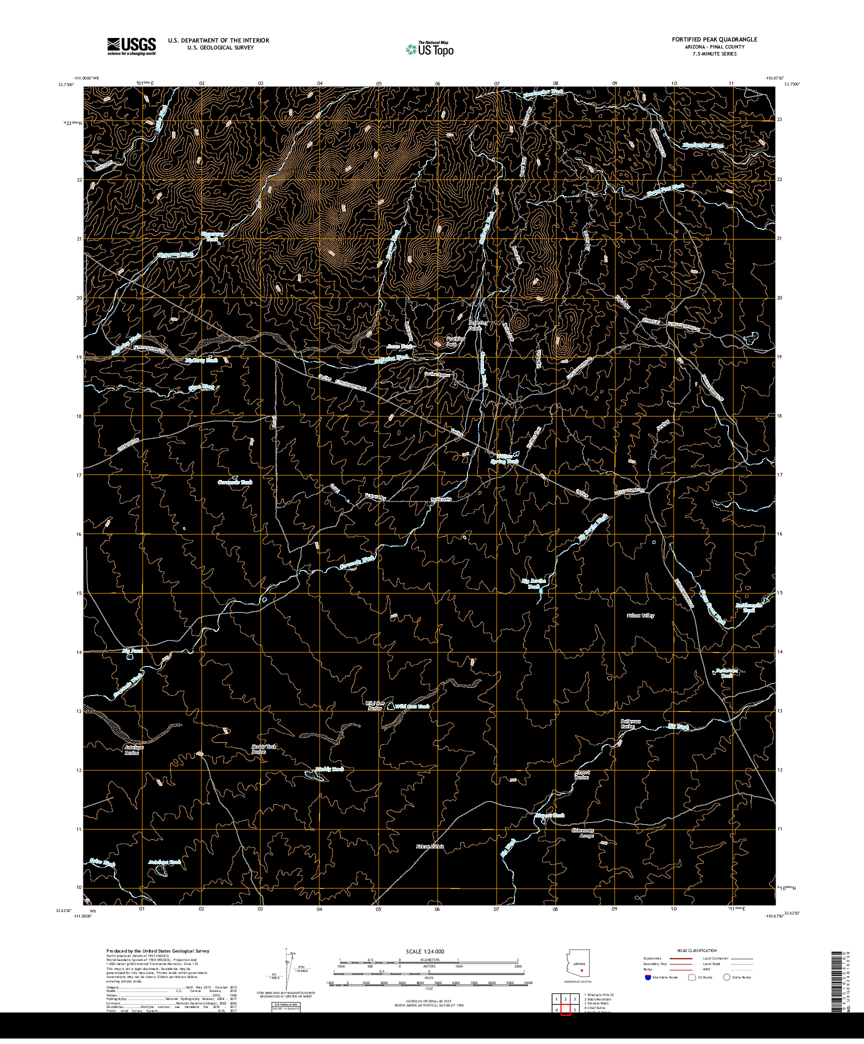 USGS US TOPO 7.5-MINUTE MAP FOR FORTIFIED PEAK, AZ 2018