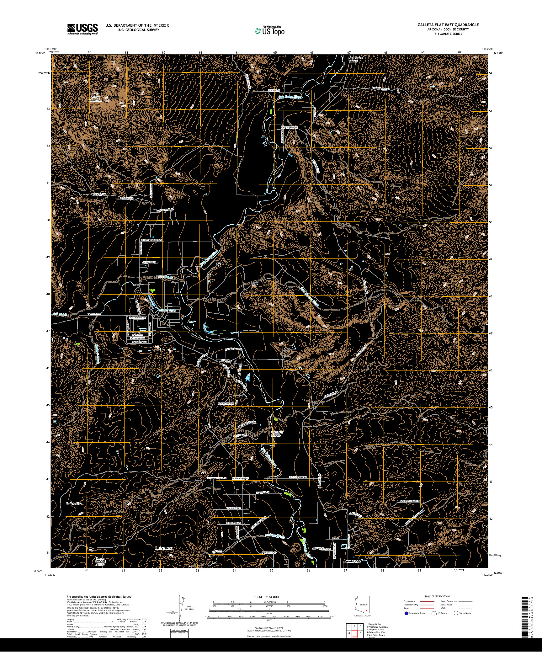 USGS US TOPO 7.5-MINUTE MAP FOR GALLETA FLAT EAST, AZ 2018