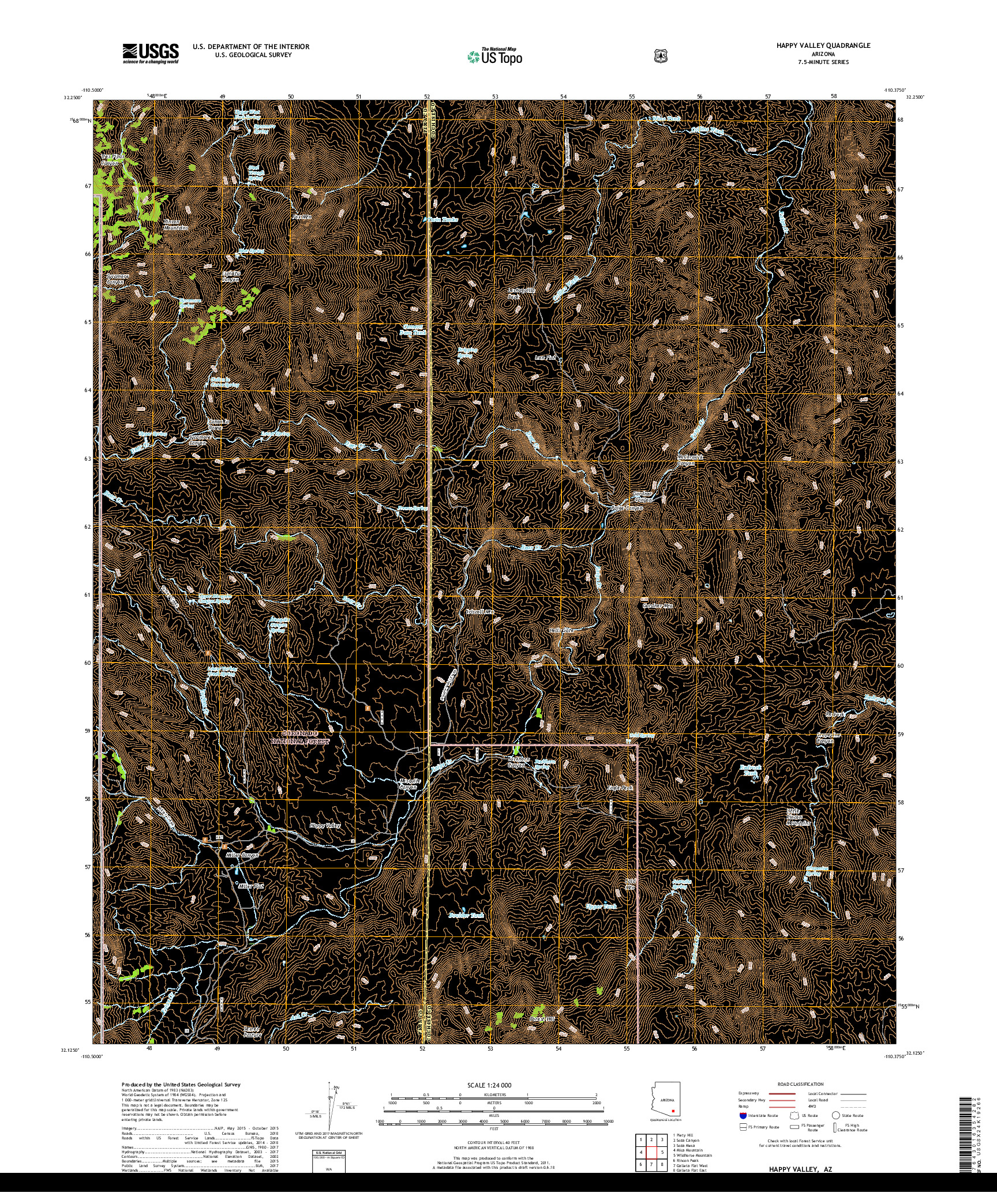 USGS US TOPO 7.5-MINUTE MAP FOR HAPPY VALLEY, AZ 2018