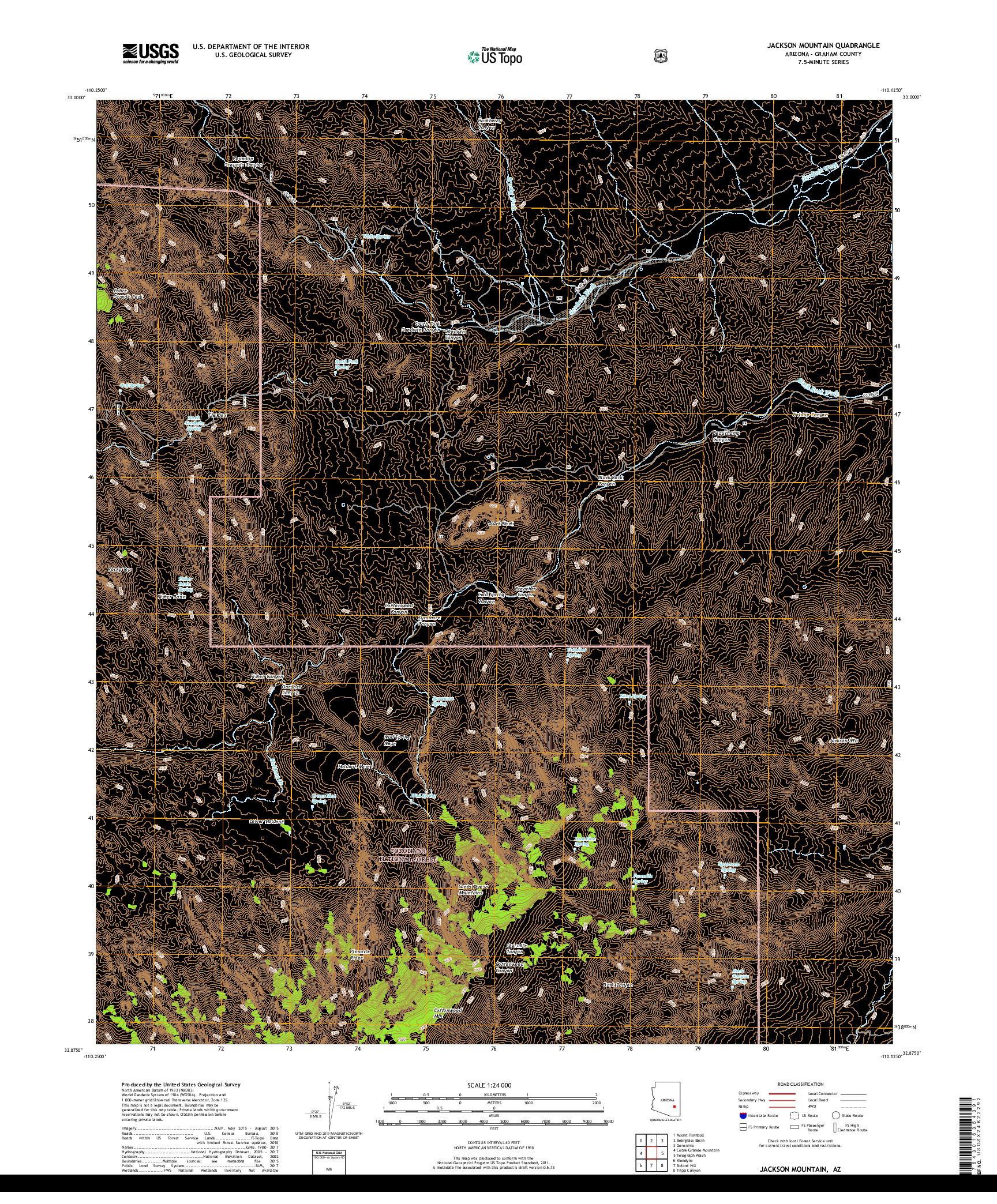 USGS US TOPO 7.5-MINUTE MAP FOR JACKSON MOUNTAIN, AZ 2018