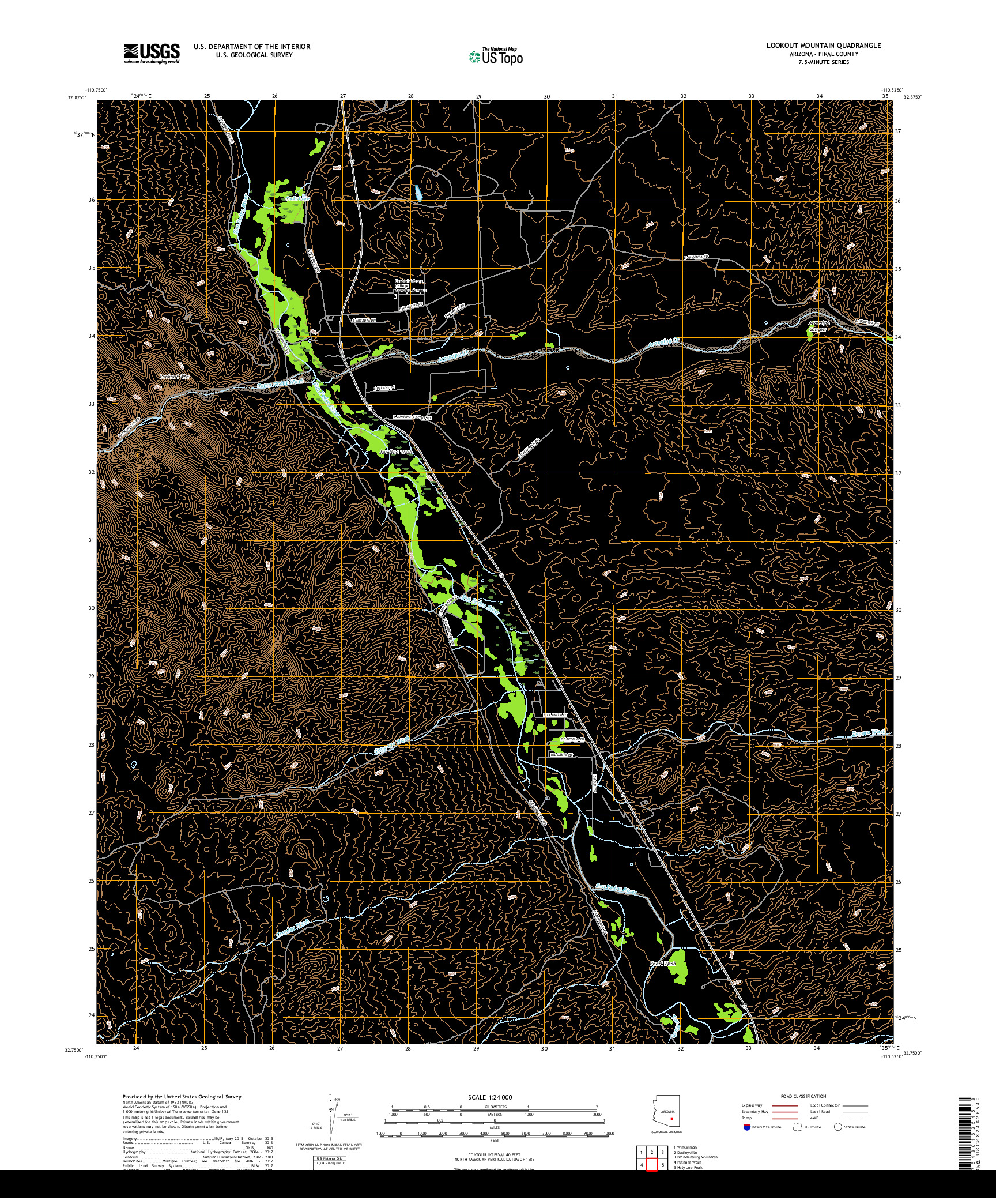 USGS US TOPO 7.5-MINUTE MAP FOR LOOKOUT MOUNTAIN, AZ 2018