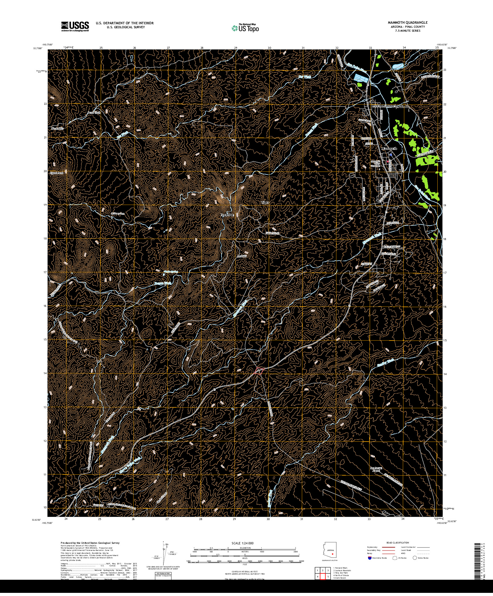 USGS US TOPO 7.5-MINUTE MAP FOR MAMMOTH, AZ 2018