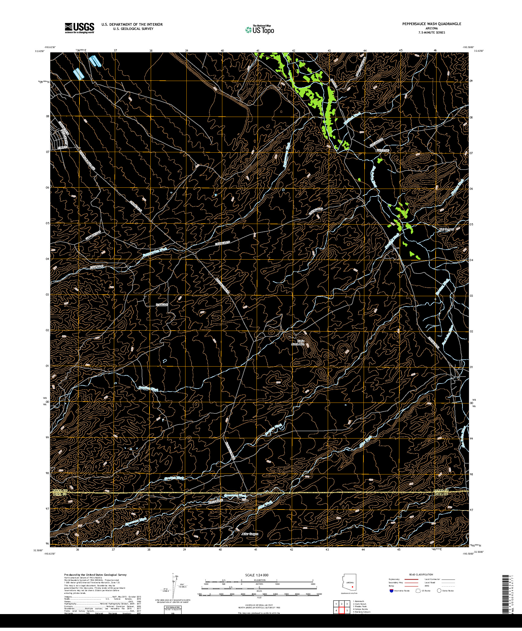 USGS US TOPO 7.5-MINUTE MAP FOR PEPPERSAUCE WASH, AZ 2018