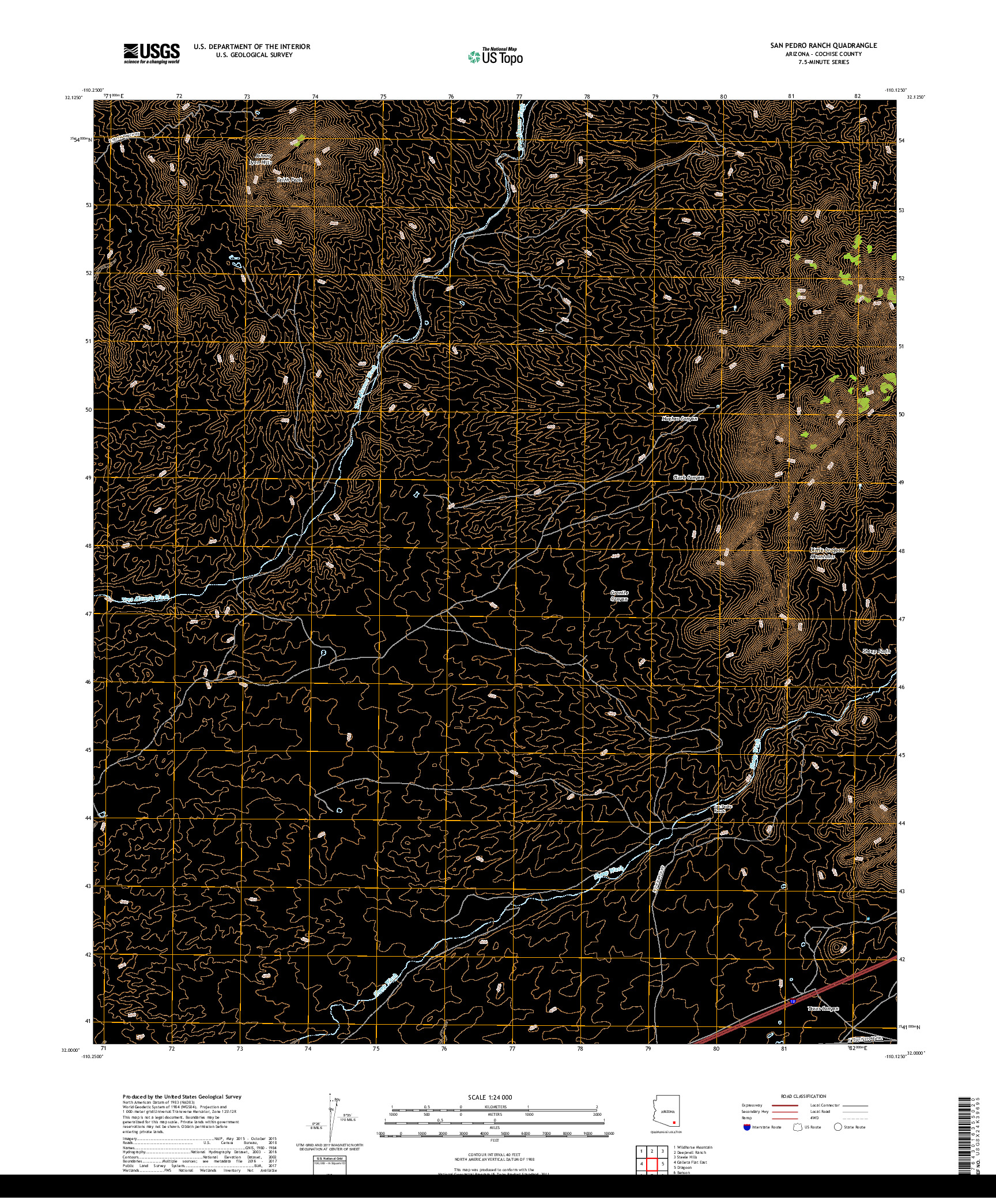 USGS US TOPO 7.5-MINUTE MAP FOR SAN PEDRO RANCH, AZ 2018