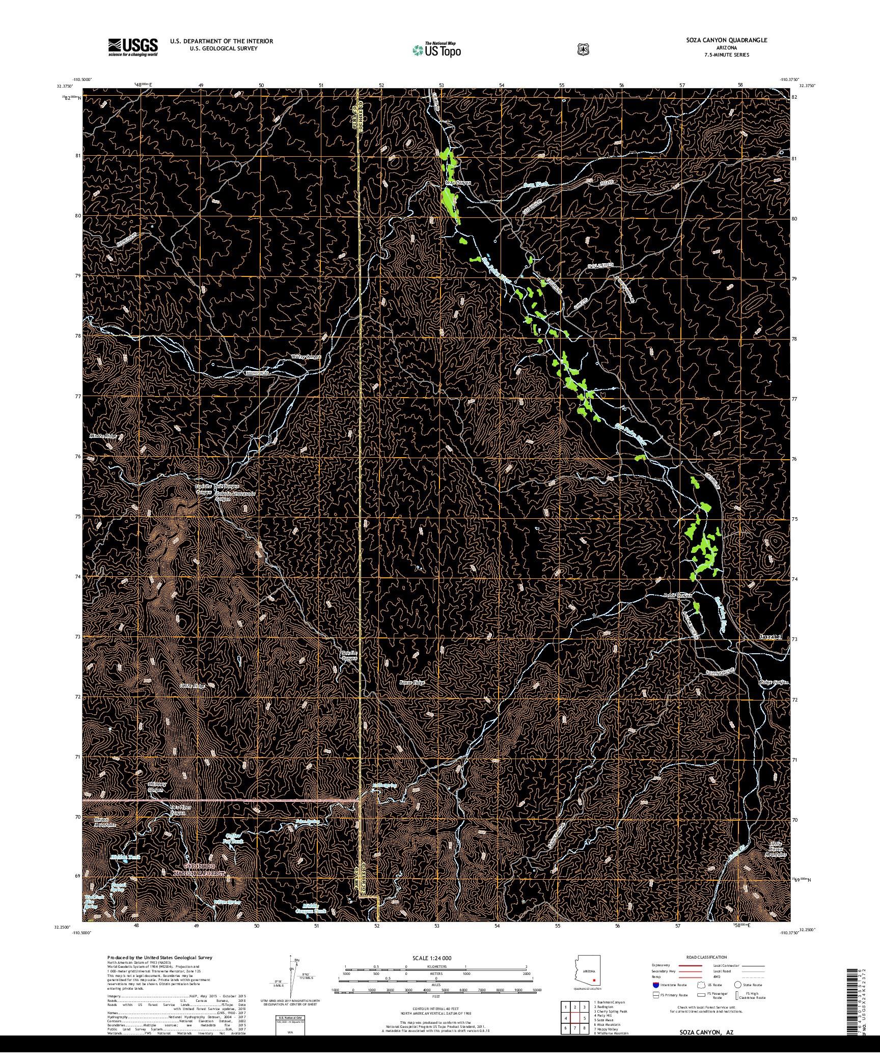USGS US TOPO 7.5-MINUTE MAP FOR SOZA CANYON, AZ 2018