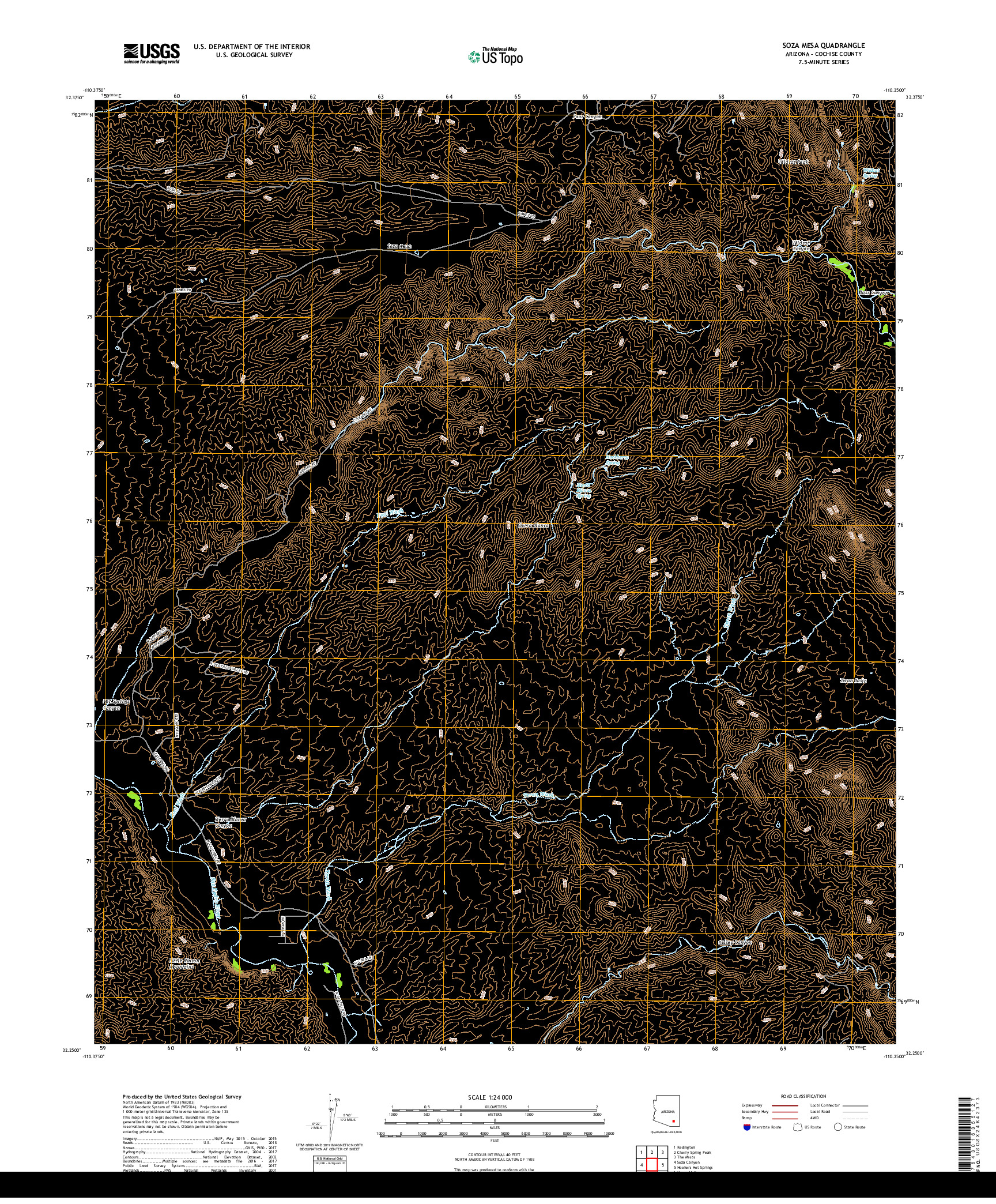 USGS US TOPO 7.5-MINUTE MAP FOR SOZA MESA, AZ 2018