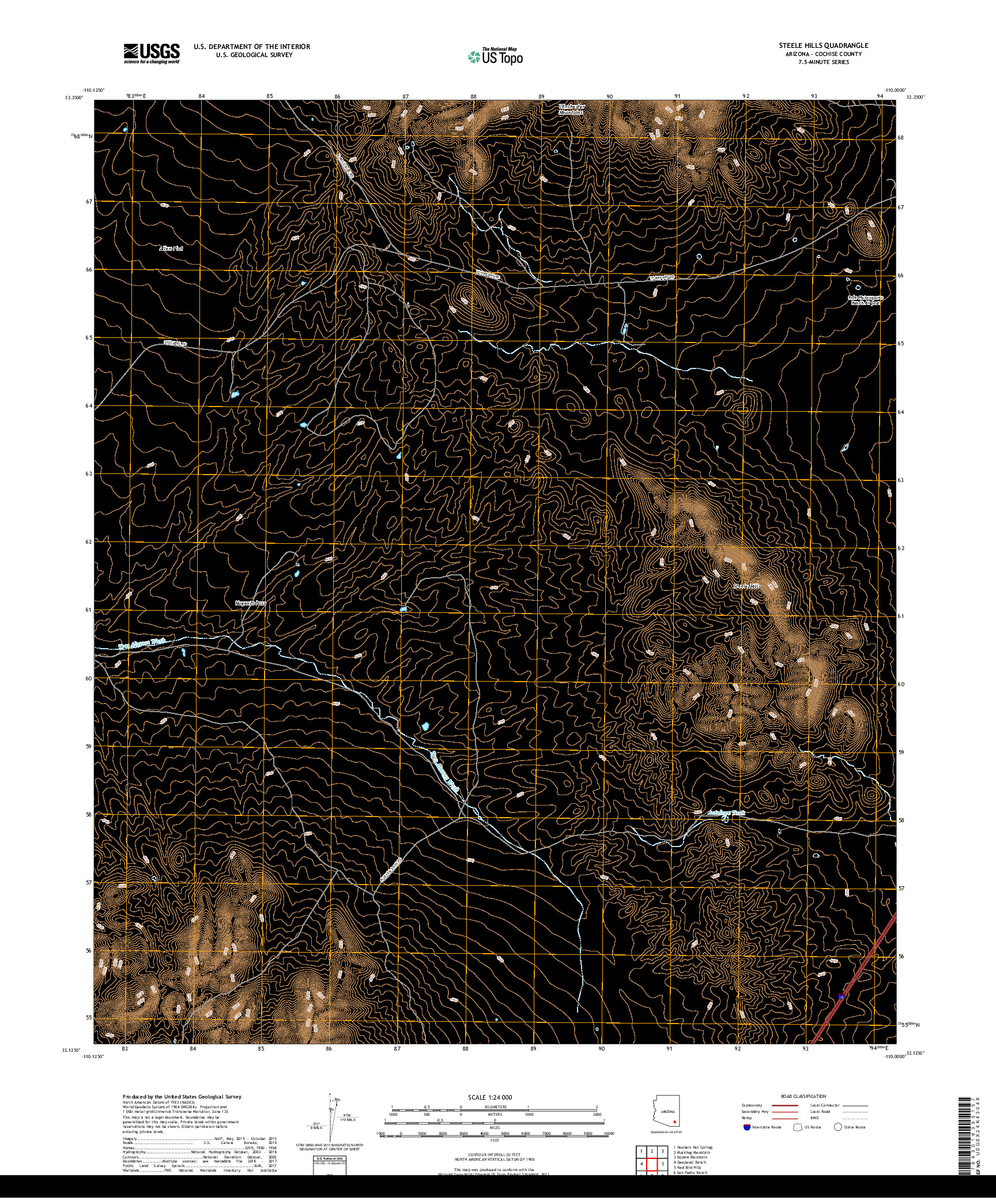 USGS US TOPO 7.5-MINUTE MAP FOR STEELE HILLS, AZ 2018