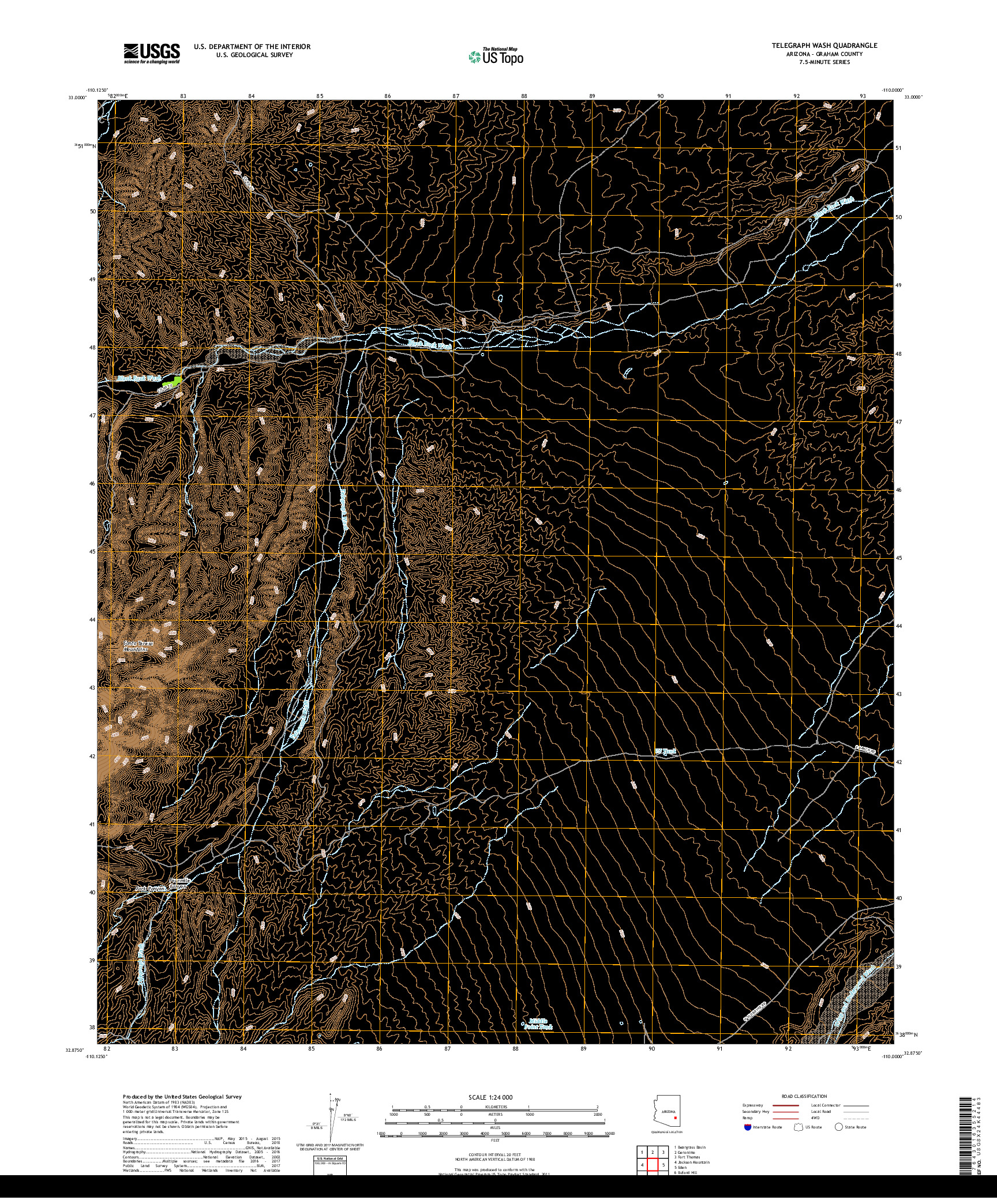USGS US TOPO 7.5-MINUTE MAP FOR TELEGRAPH WASH, AZ 2018