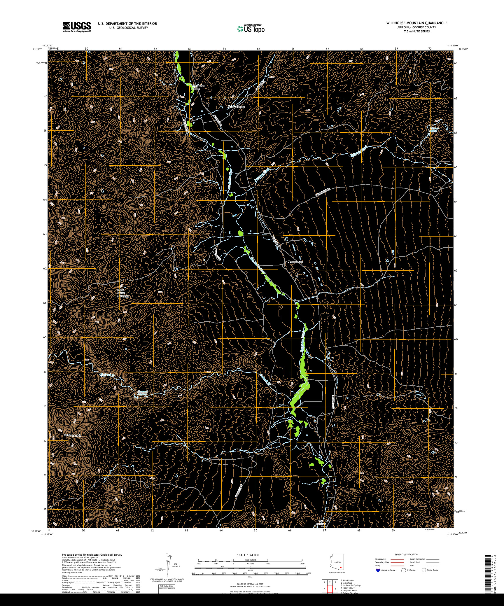 USGS US TOPO 7.5-MINUTE MAP FOR WILDHORSE MOUNTAIN, AZ 2018
