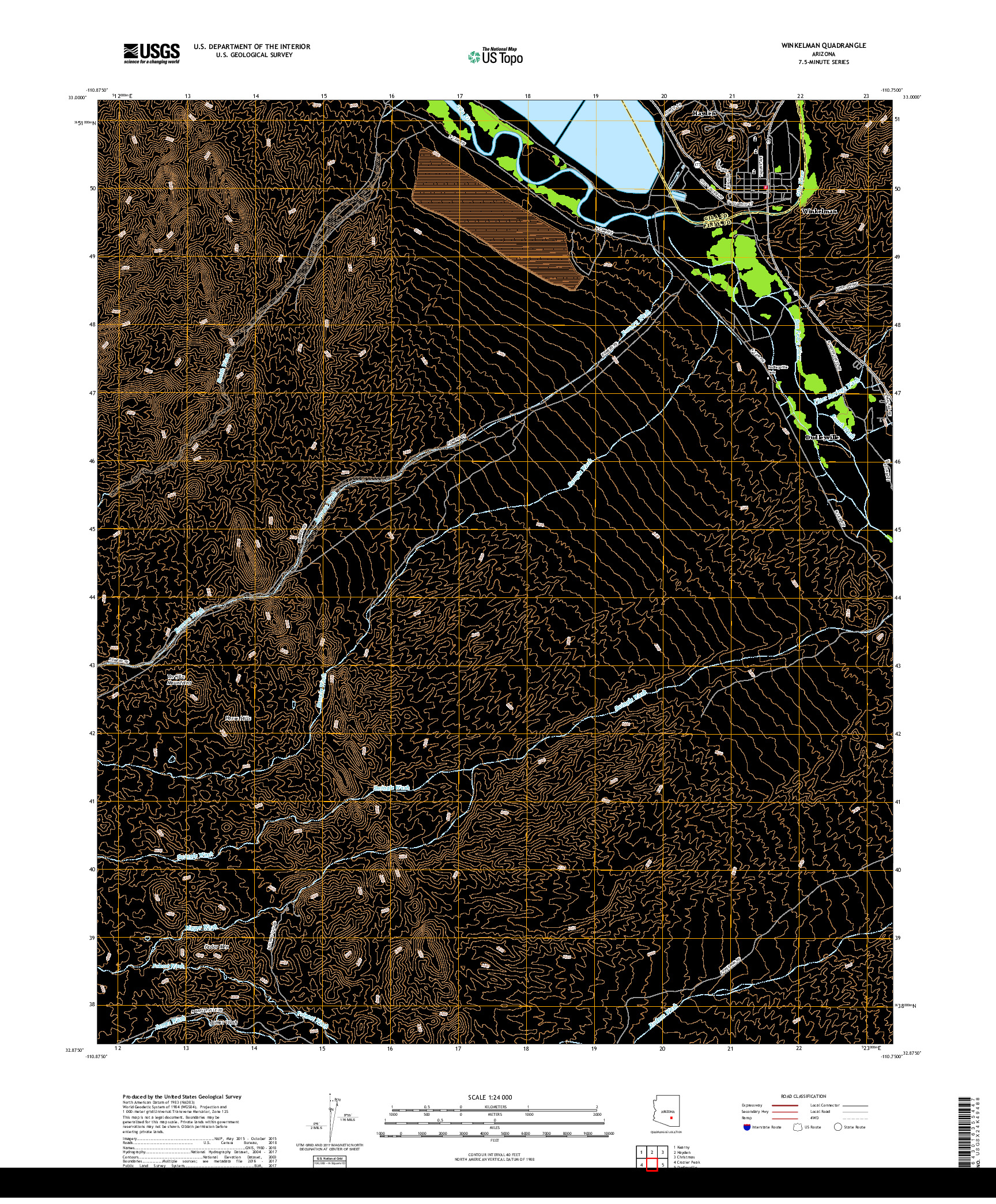 USGS US TOPO 7.5-MINUTE MAP FOR WINKELMAN, AZ 2018