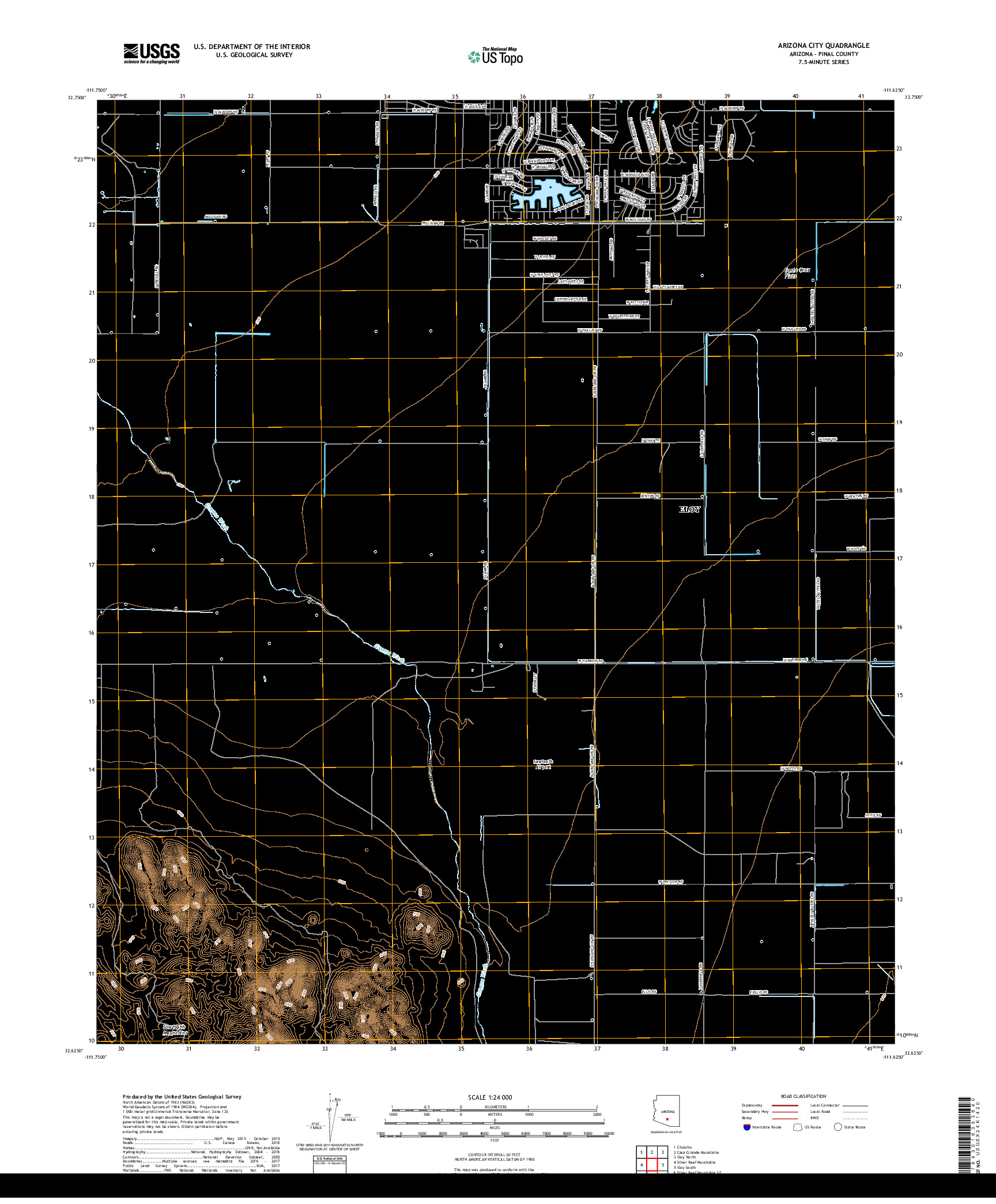 USGS US TOPO 7.5-MINUTE MAP FOR ARIZONA CITY, AZ 2018