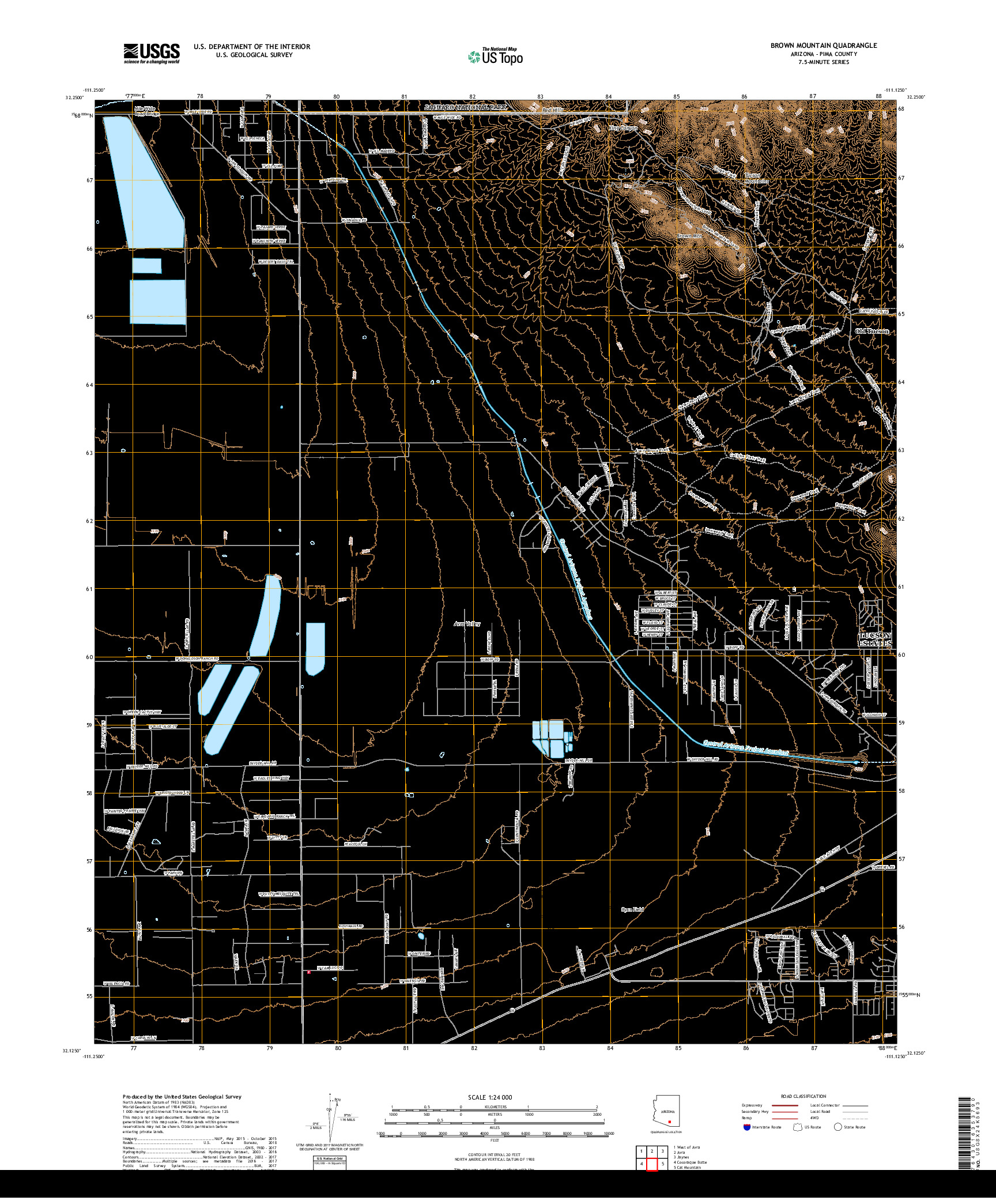 USGS US TOPO 7.5-MINUTE MAP FOR BROWN MOUNTAIN, AZ 2018