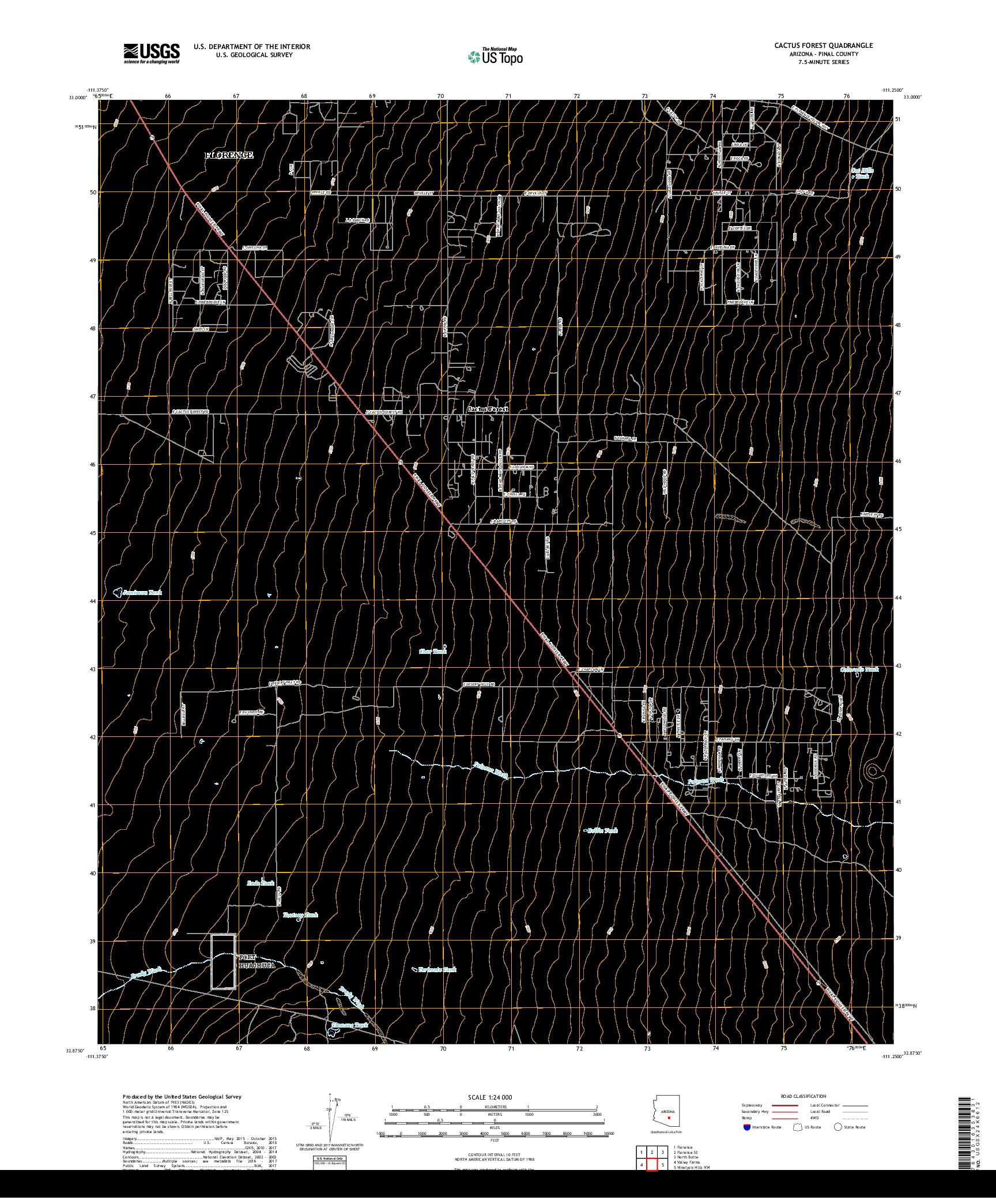 USGS US TOPO 7.5-MINUTE MAP FOR CACTUS FOREST, AZ 2018