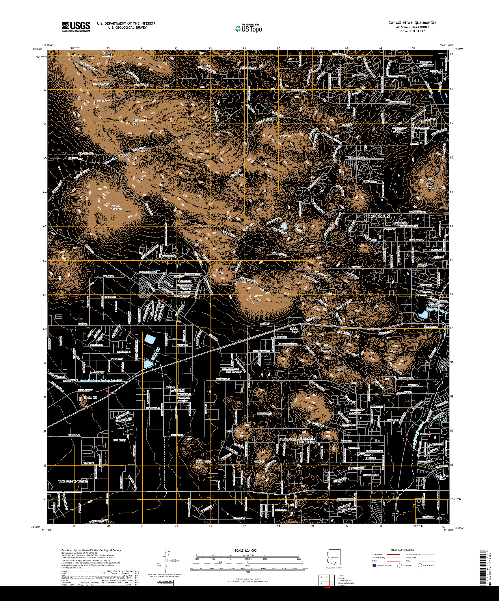 USGS US TOPO 7.5-MINUTE MAP FOR CAT MOUNTAIN, AZ 2018