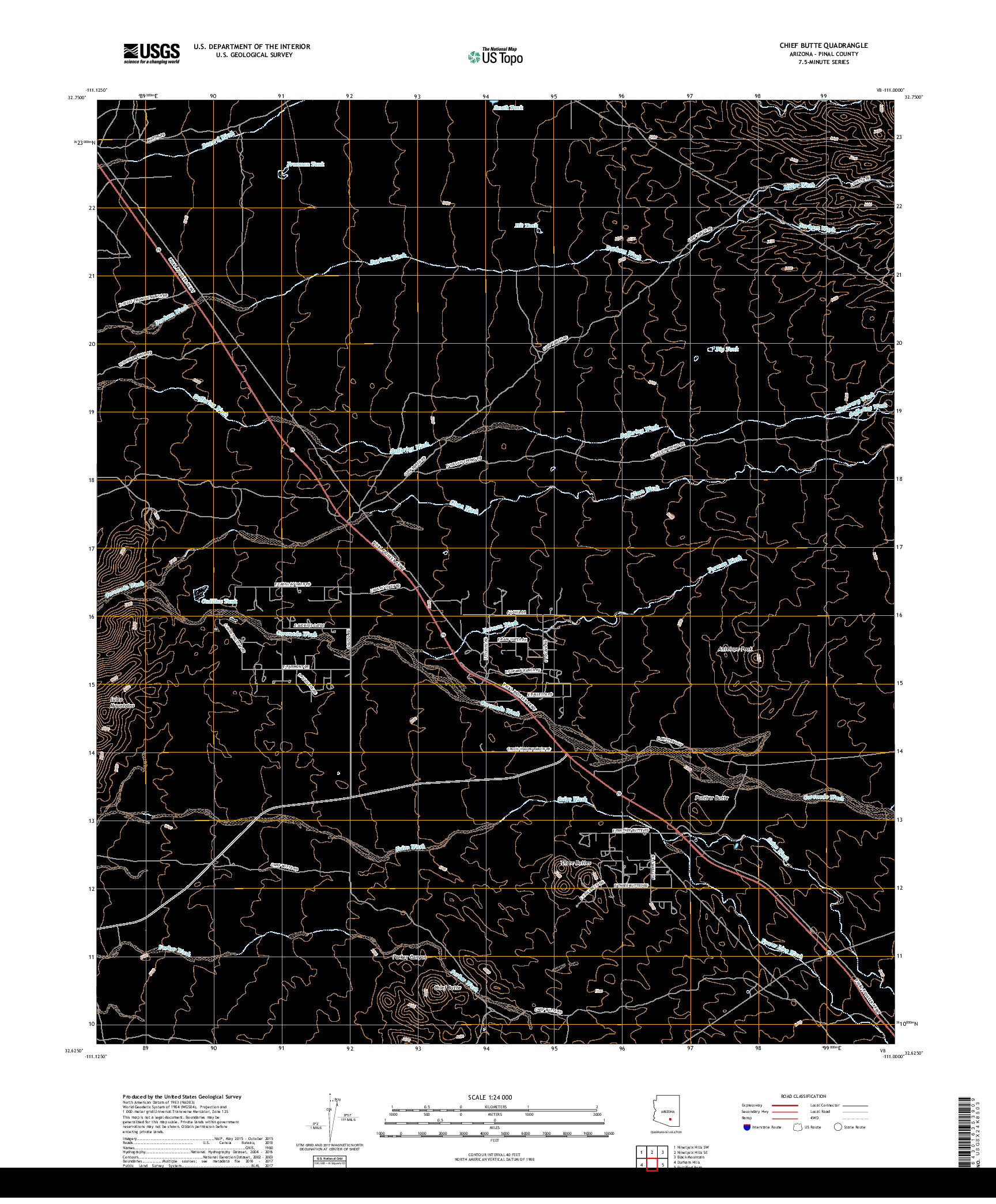 USGS US TOPO 7.5-MINUTE MAP FOR CHIEF BUTTE, AZ 2018