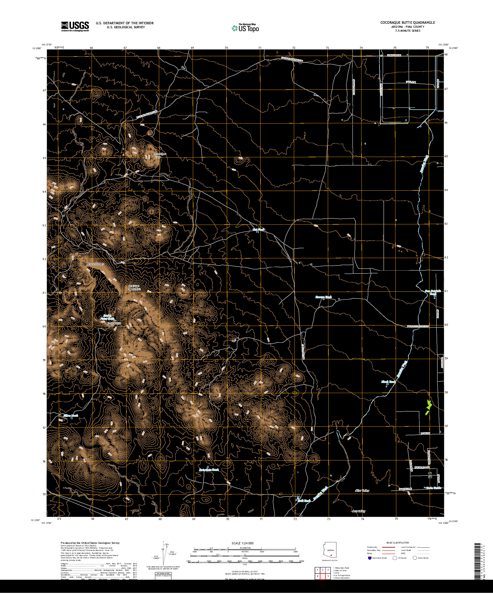 USGS US TOPO 7.5-MINUTE MAP FOR COCORAQUE BUTTE, AZ 2018