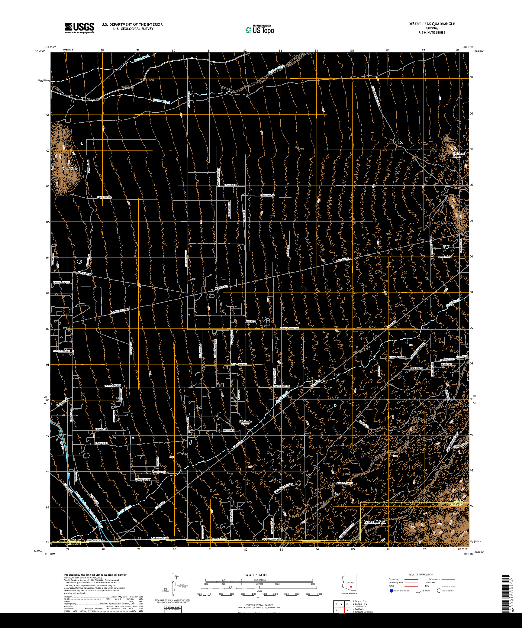 USGS US TOPO 7.5-MINUTE MAP FOR DESERT PEAK, AZ 2018