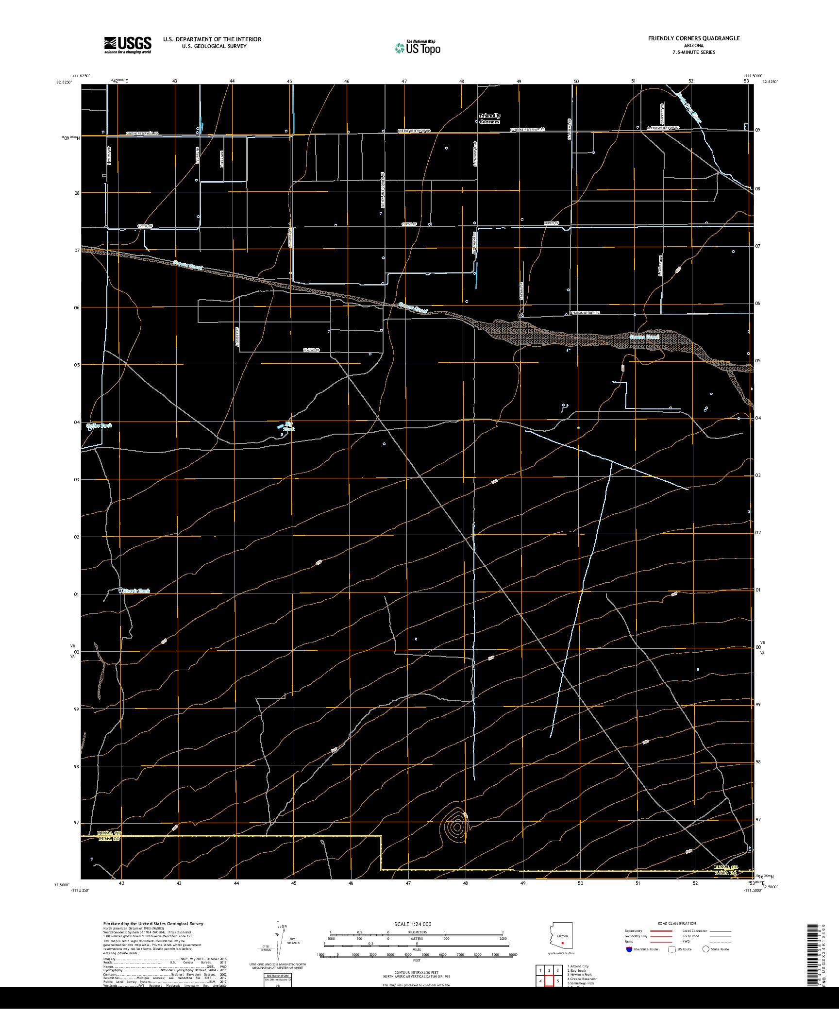 USGS US TOPO 7.5-MINUTE MAP FOR FRIENDLY CORNERS, AZ 2018