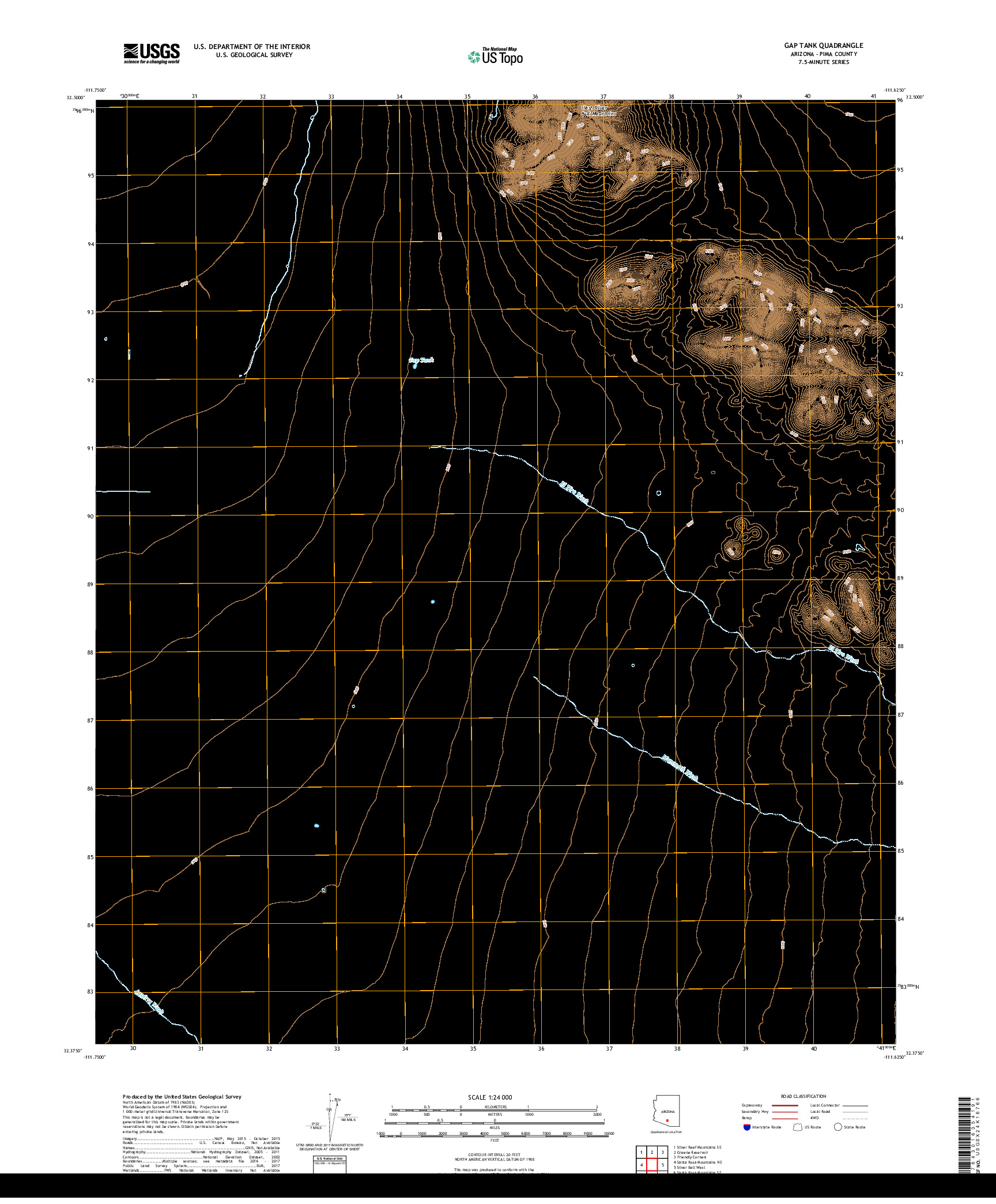 USGS US TOPO 7.5-MINUTE MAP FOR GAP TANK, AZ 2018