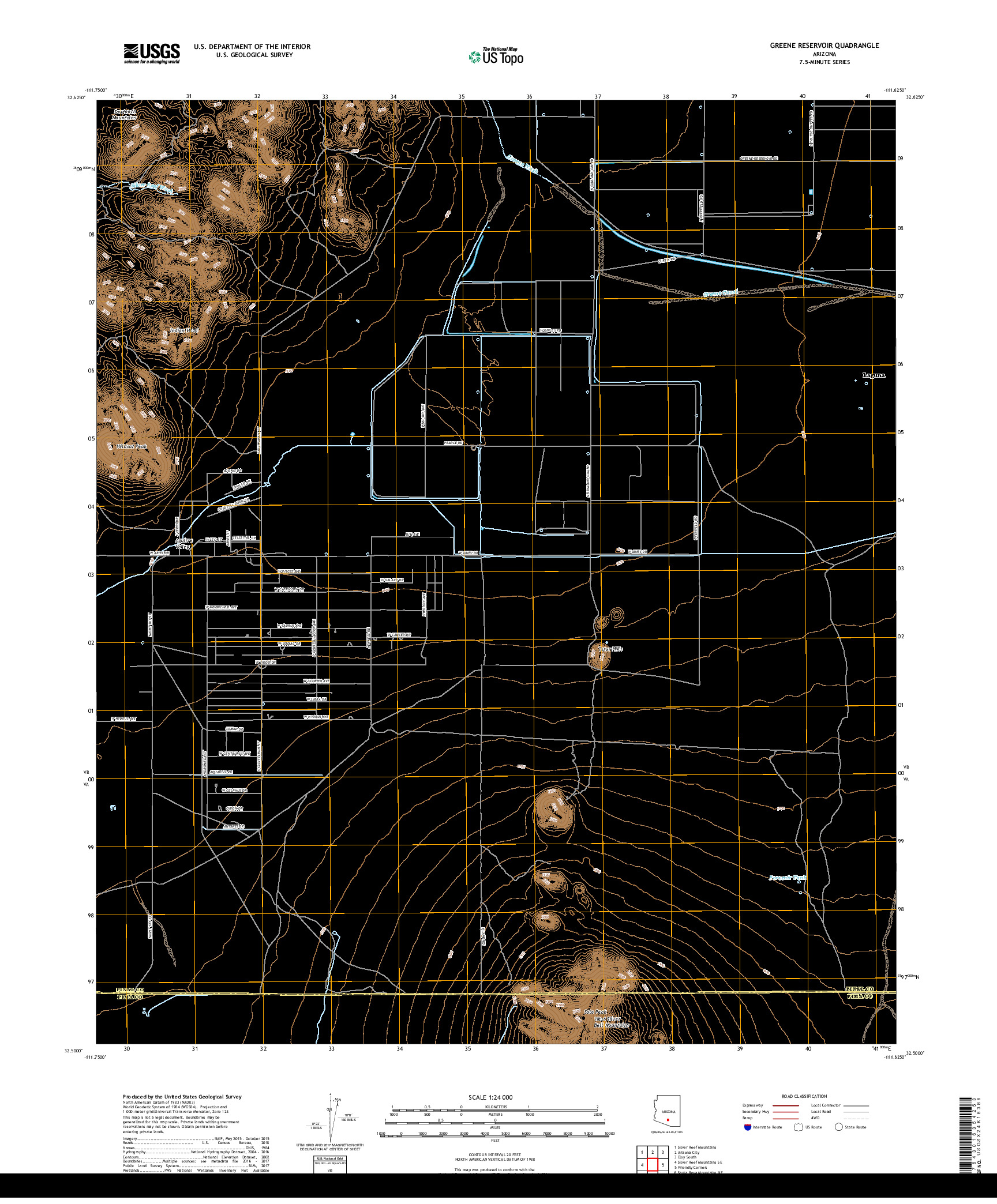 USGS US TOPO 7.5-MINUTE MAP FOR GREENE RESERVOIR, AZ 2018