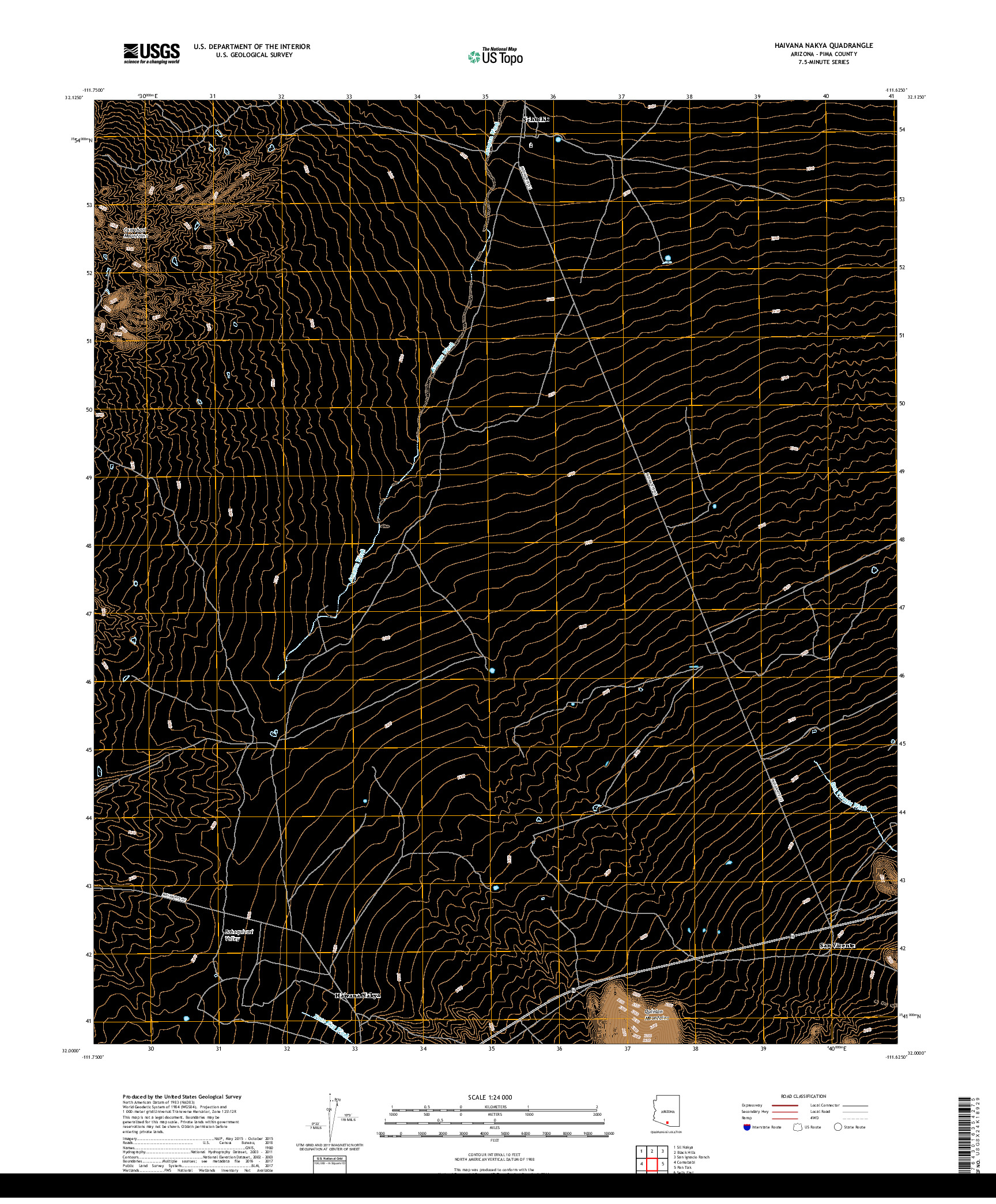 USGS US TOPO 7.5-MINUTE MAP FOR HAIVANA NAKYA, AZ 2018